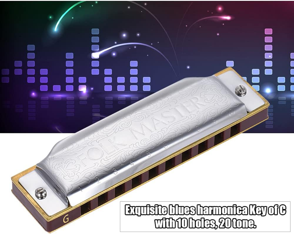1072-G Folkmaster Standard 10-Hole Diatonic Harmonica Key of G 20 Tone for Beginner Student G image number 3