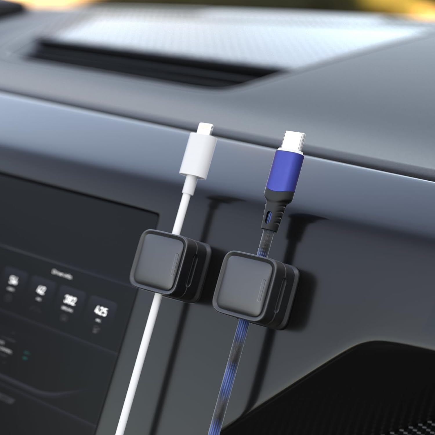 [16 Pack] Magnetic Cable Clips [Cable Smooth Adjustable] Cord Holder, under Desk Cable Management, Adhesive Wire Holder Keeper Organizer for Home Office Desk Phone Car Wall Desktop Nightstand (Black) image number 2