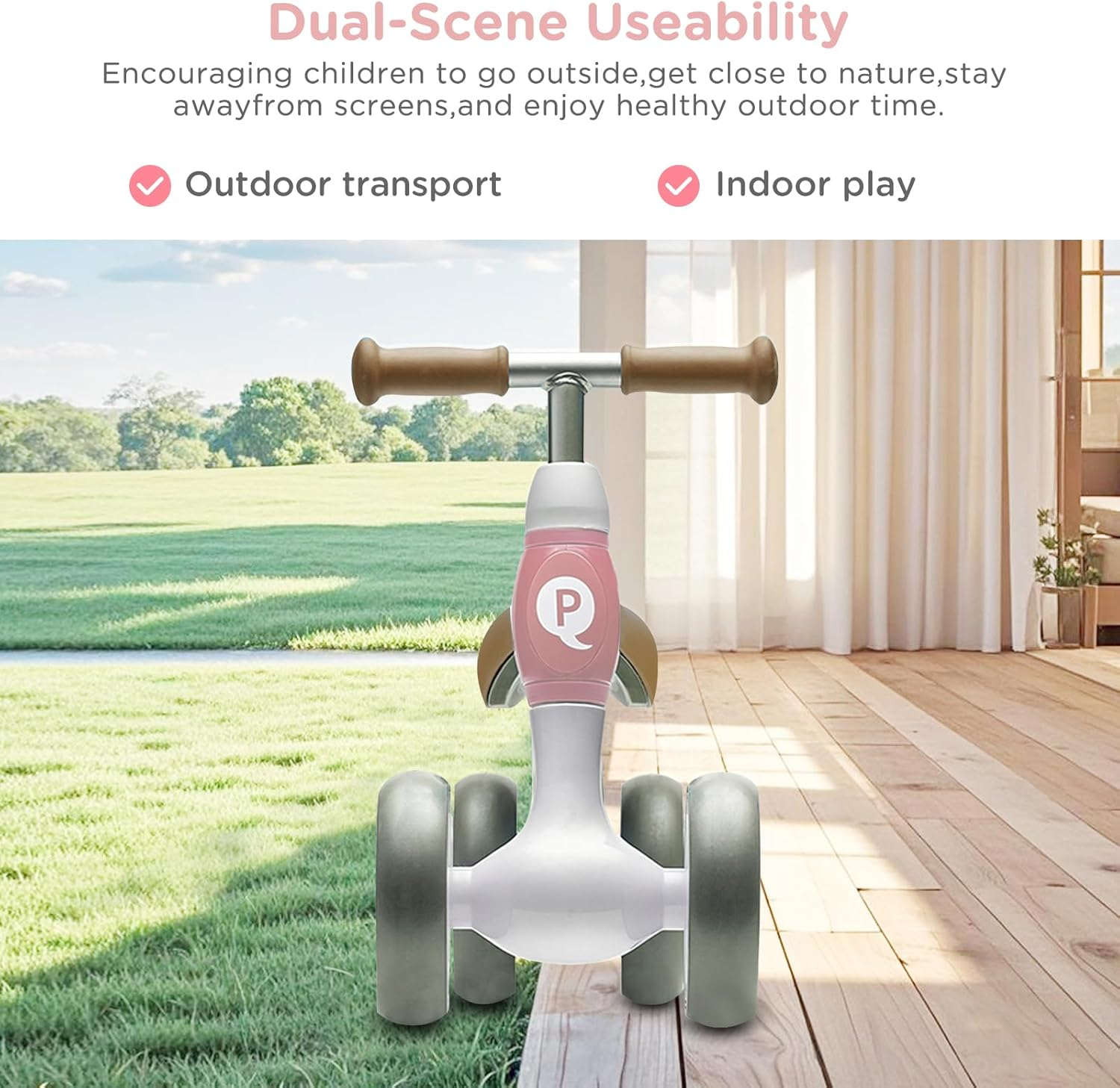 Baby Walker Balance Bike Ages 10-36 Month Kids' Balance Bikes for 1 Year Old Boys & Girls Pre-School First Bike with 4 Wheels No Pedal Riding Toddler Toys 2 Year Old Birthday Gifts - Green image number 5