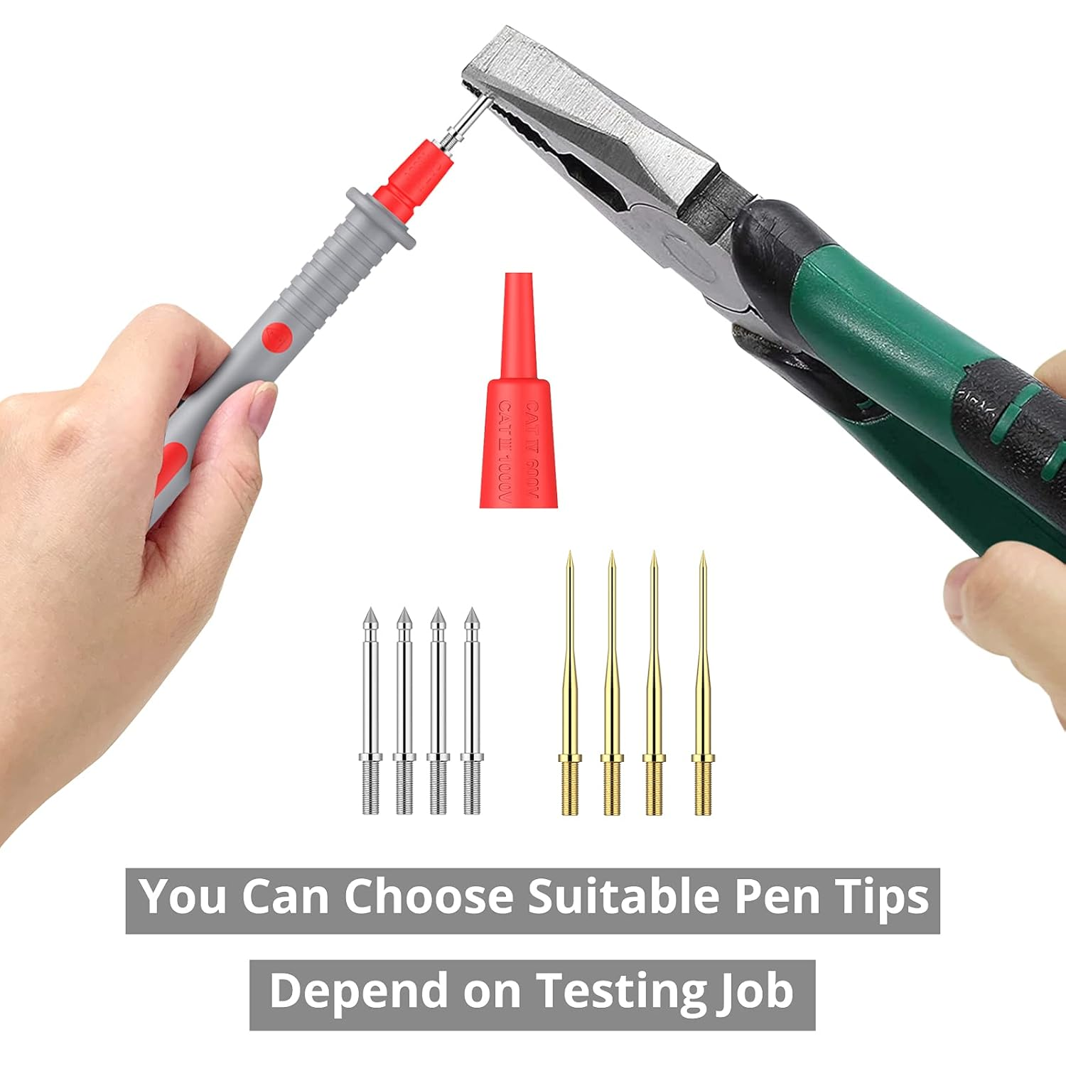 Proster Multi Test Leads Kit 21 In-1 Electrical Multimeter Test Lead with Alligator Clips Test Probe Spring Grabber Banana Plug Volt Meter Leads for Voltage Circuit Tester image number 4