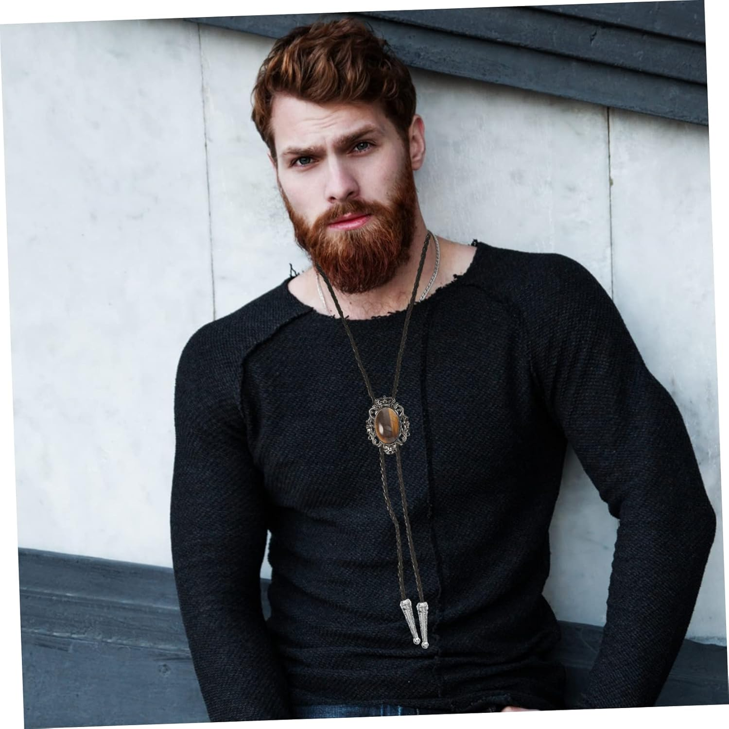 WESIEVYA Bolo Tie Men Necklaces Western Necklace Vintage for Men Locket for Men Aqua Ties Shirt Neck Chain Shirt Necktie Neckties Mens Necktie Cowboy Agate