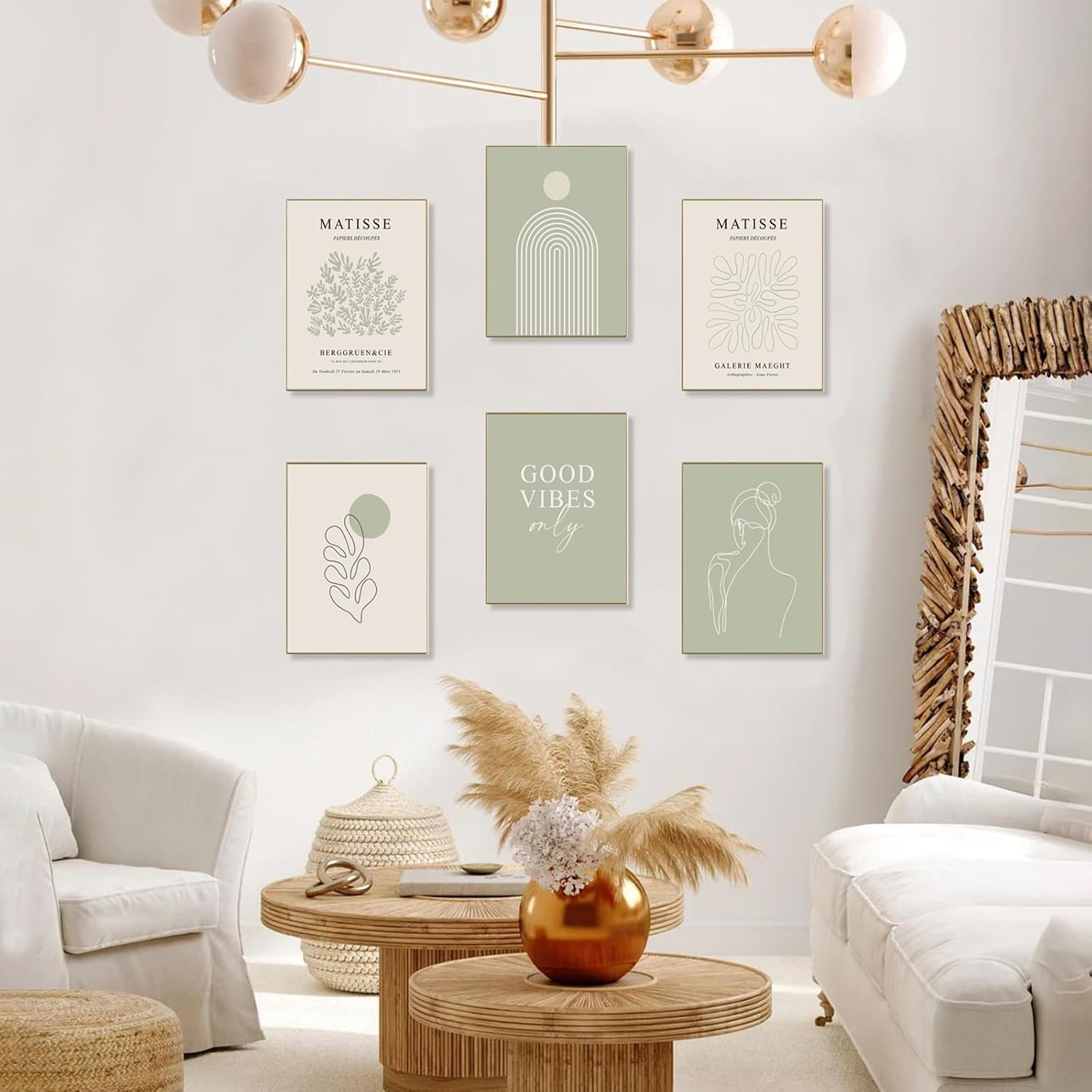 KBKBART Sage Green Matisse Wall Art Prints, Abstract Matisse Wall Art Exhibition Posters, Minimalist Women Body Line Art Leaf Boho Art Matisse Paintings Pictures (11X14Inch, Unframed),(Amzt113) image number 2