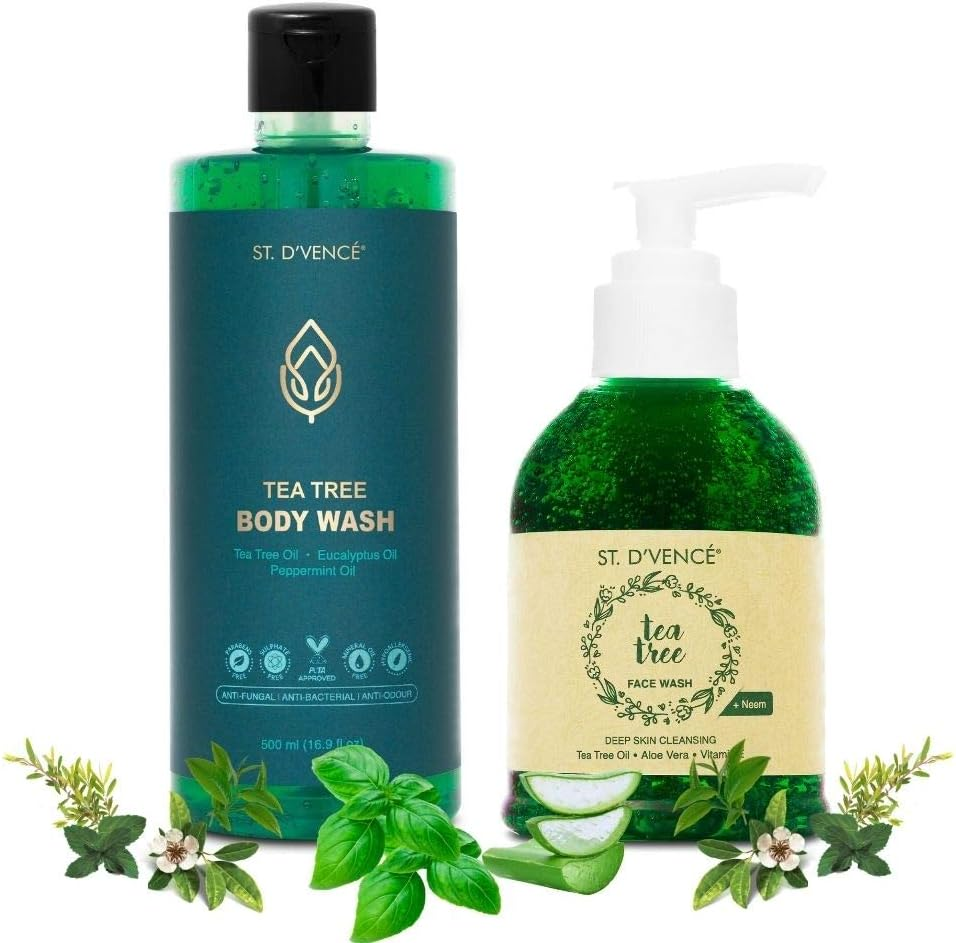 ST. D'VENCE Skin Care Combo Kit with Tea Tree Oil Body Wash (500Ml) + Tea Tree Face Wash (150Ml) for Women & Men image number 3