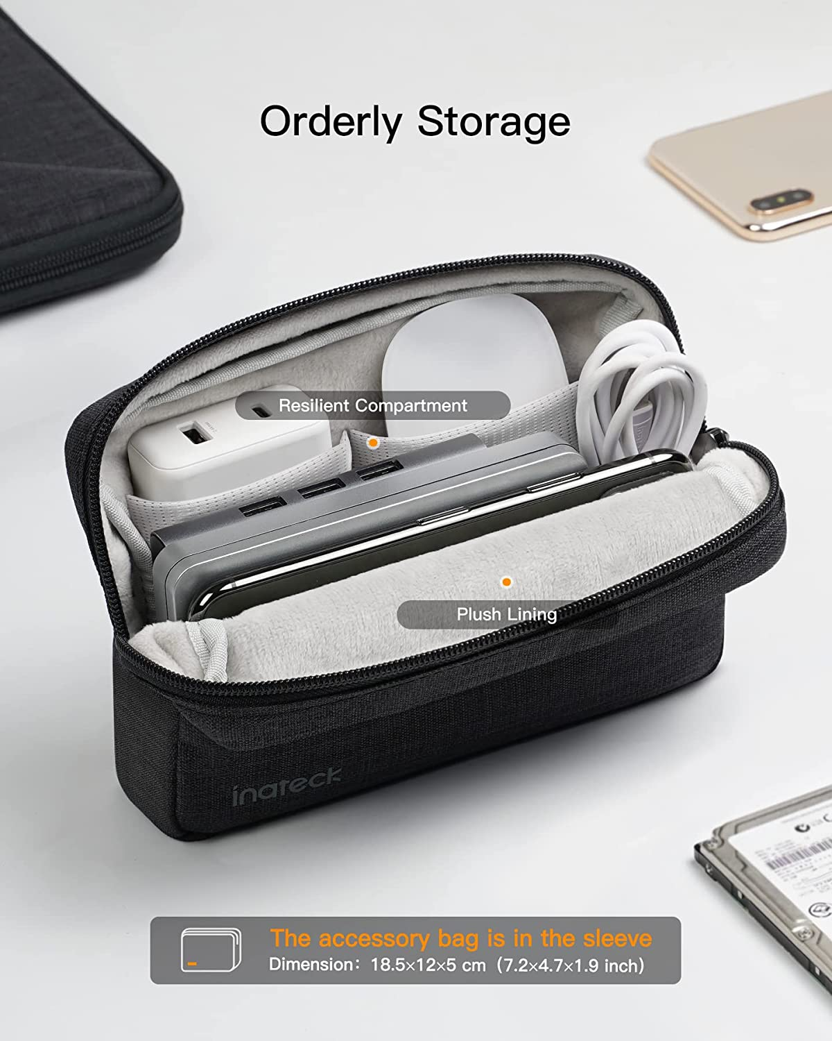 Inateck 13.3 Inch Shockproof EVA Laptop Sleeve Hard Case Compatible with 14 Inch Macbook Pro/Max M4 M3 M2 M1 2021-2024, 13 Inch Macbook Air/Pro 2012-2017, with Accessory Bag, Black Gray