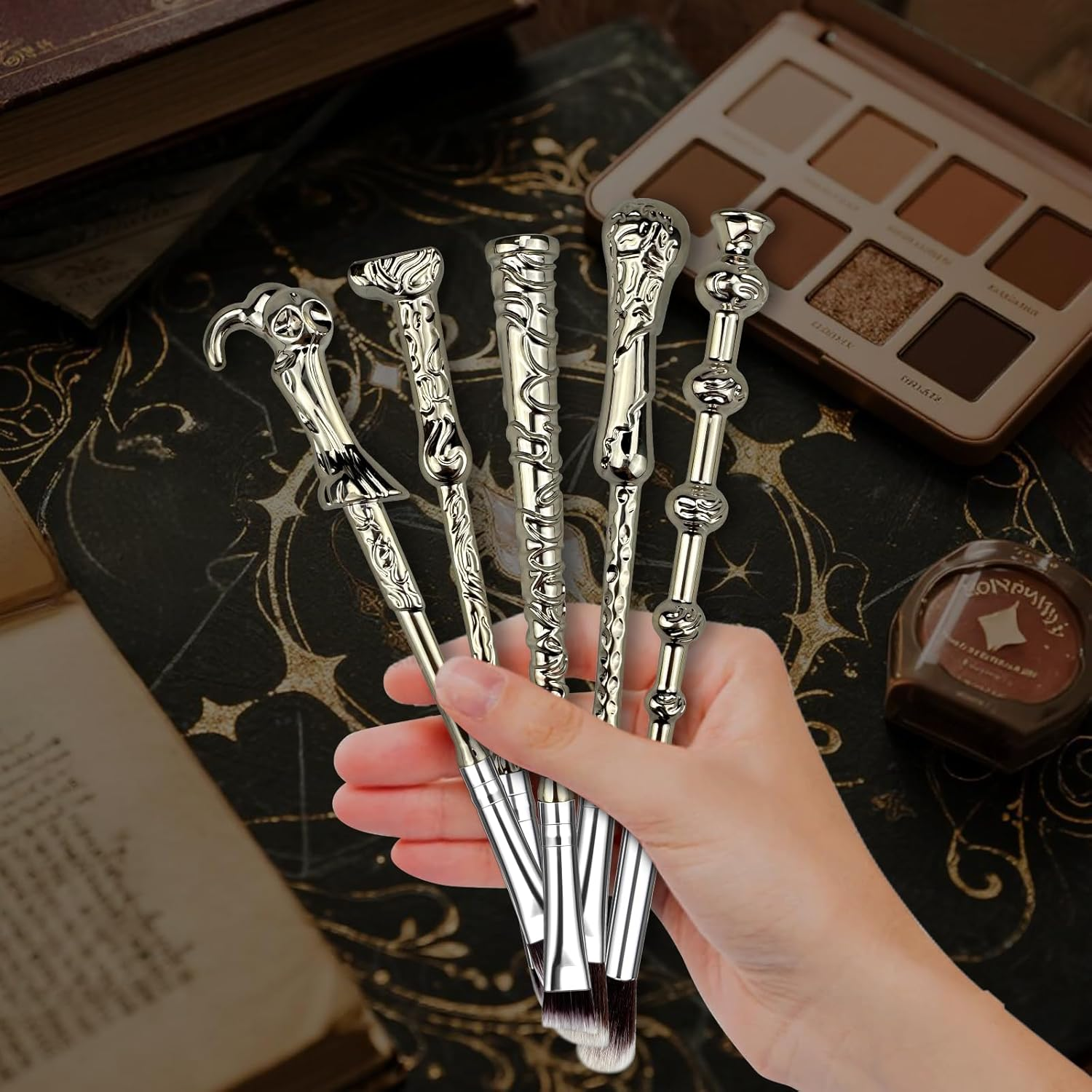 MUIIGOOD 5 PCS Wand Makeup Brushes Set Harry Make up Brush Gift Kit Potter Makeup Brushes Wand Cosmetic Brushes Set for Foundation Blending Blush Concealer Eyebrow Face Powder Christmas Gift for Women image number 5