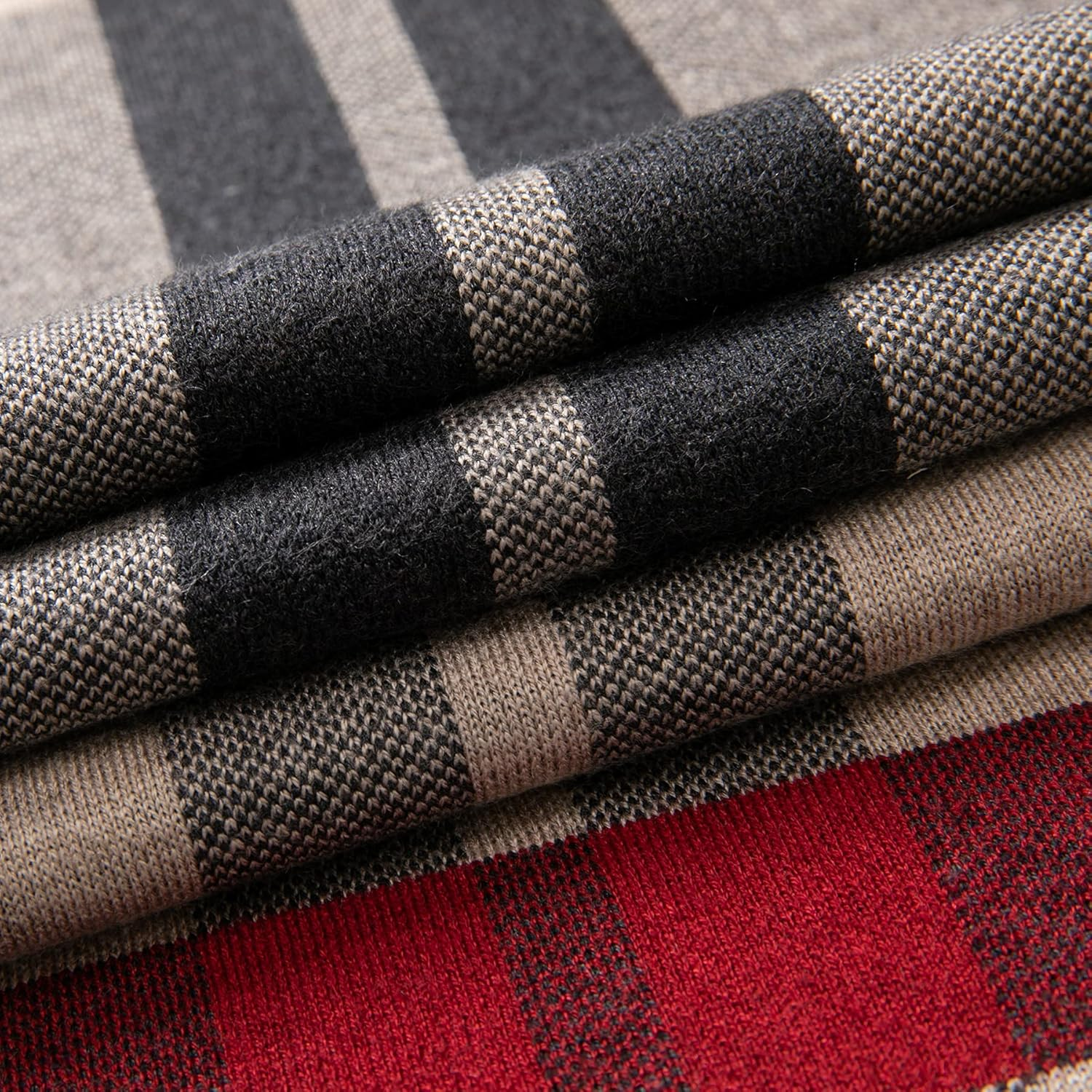 Lindoro Merino Wool Scarf for Men, Tartan Warm Lightweight Plaid Winter Long Scarves W/Gift Box image number 4