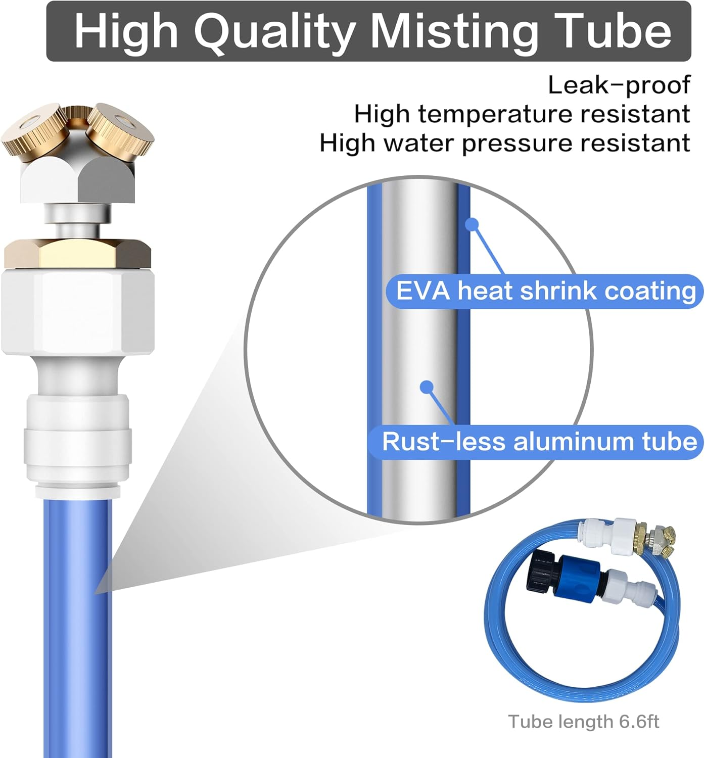 Upgraded Misters for outside Patio, 3-Way Fine-Mist Leak-Proof Hose Mister Misting System, 6.6FT Patio Mister for Cooling Outdoor, Cobra Mist Stand for Greenhouse Chicken Dog Pool Trampoline image number 6