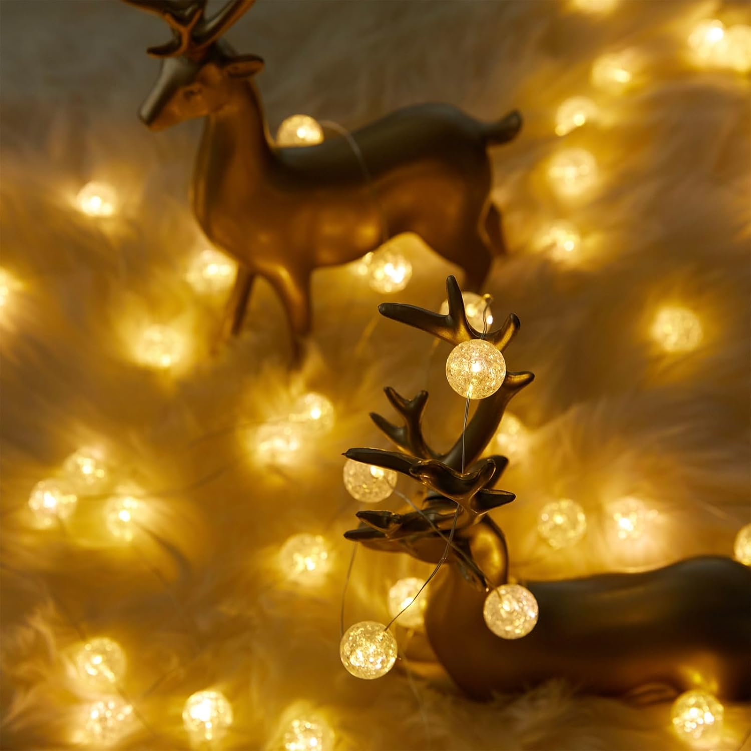 KOBOKO Fairy Lights Crystal Balls with 2 Modes, 3 M, 30 LED Crystal Crackle Balls, Fairy Lights, Battery Operated, Indoor Fairy Lights for Wedding, Christmas, Birthday, Bedroom, Garden, Balcony image number 1