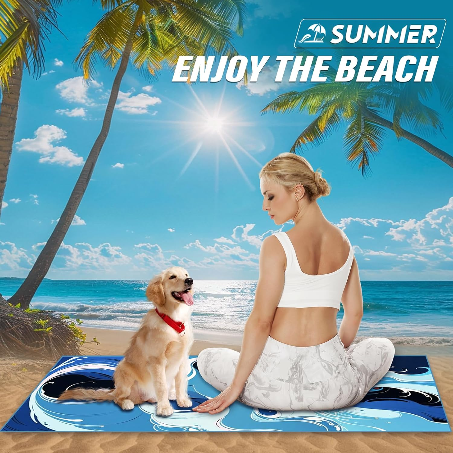 Beach Towel &ndash; Tropical Retro Style with a Unique Design, Large (90 * 160CM) Made from Double Sided Print 250 GSM Thick Microfiber Suede Quick Dry Oversized for Kids & Adults