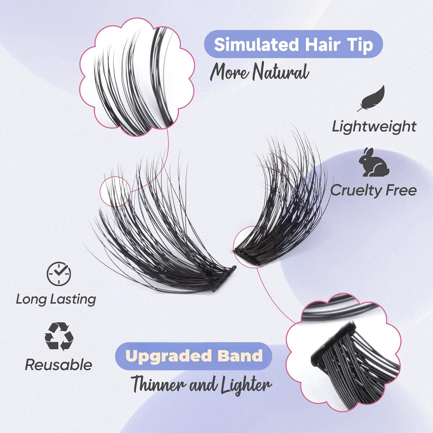 Fluffy Lash Clusters 60D+80D Thick Eyelash Clusters D Curl Wispy Individual Lashes 10-18Mm Cluster Eyelash Extensions 280Pcs False Eyelashes DIY Flat Lash Extension by TOOCHUNAG image number 1