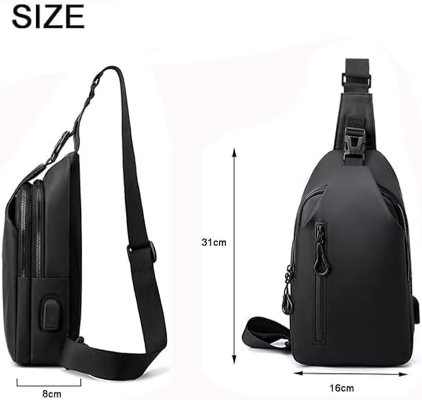 Men'S Sling Bag Anti-Theft Crossbody Shoulder Bag with Charging Ports Waterproof Sling Backpack for Men Travel Hiking Chest Bag Daypack image number 2
