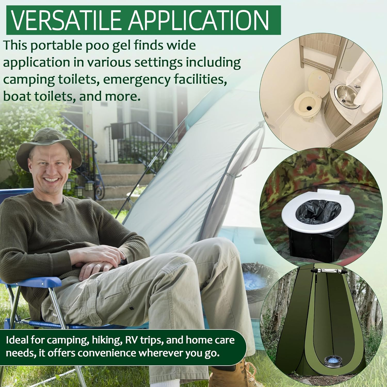 30Pcs Portable Toilet Absorbent Gel with 20Pcs 12 Gallon Camping Toilet Bags, Poo Urine Powder for Hiking Camping, Poo Gel for Portable Toilet, Camping Toilet Gel Poo Powder for Outdoor Use image number 5