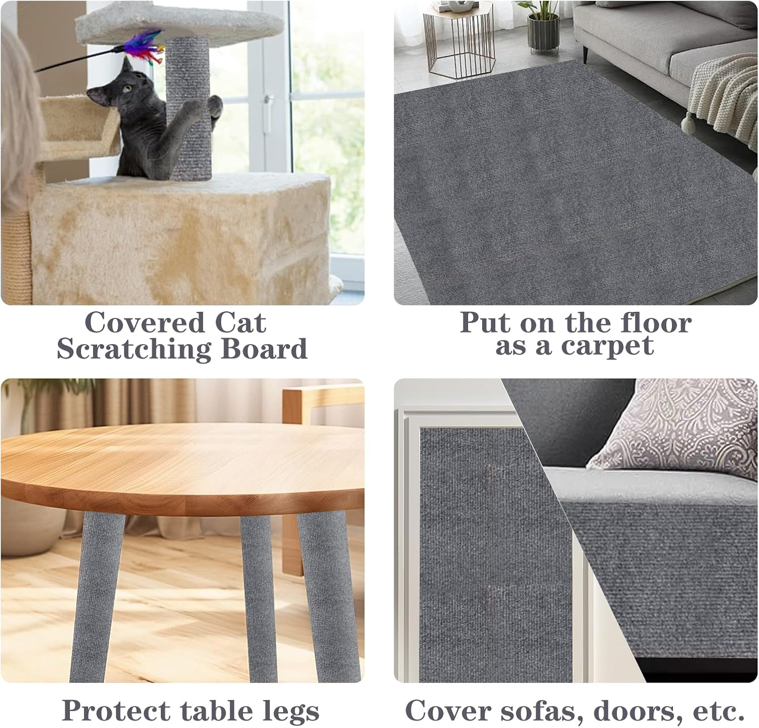 Rigidstone Cat Scratching Mat, DIY Cut to Size, Self-Adhesive Carpet, Cat Sofa Scratch Mat, Cat Wall Scratch Protection, Cat Scratch Mat for Protects Carpets, Sofa, Furniture Protection (Grey, 30 X image number 6