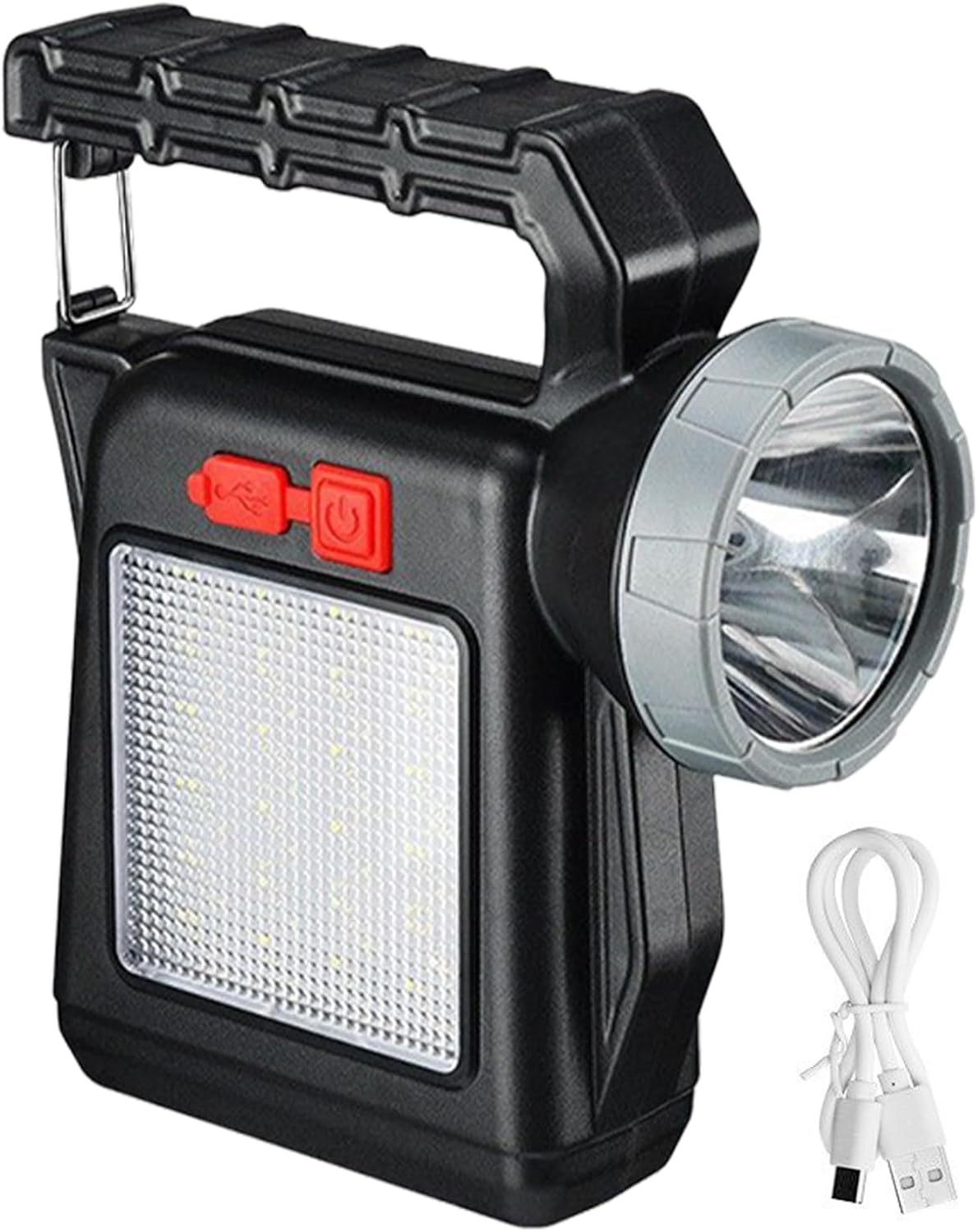 Solar Flashlight Rechargeable, Travel Flashlight Torch, Rechargeable Handheld Torch for Hiking Fishing Tent, Compact Outdoor Lighting Tool