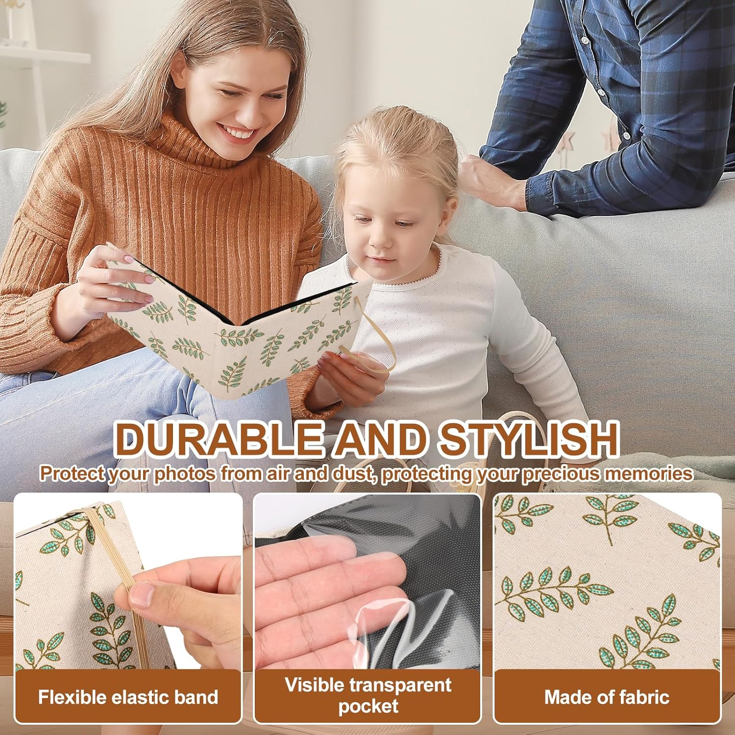 4Pcs Photo Albums,Flip Photo Album,Cloth Covered Portable Memory Book,Light and Portable Photo Album Book,Large Capacity Photo Album Book for Holiday image number 3