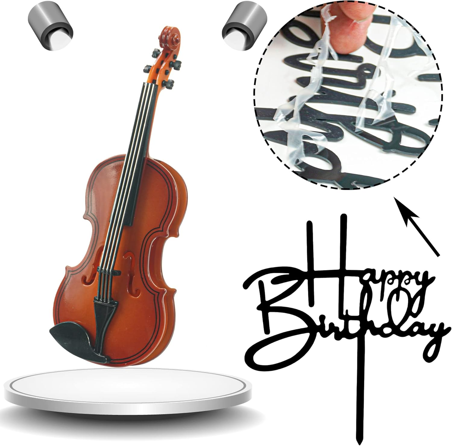 Violin Cake Toppers Music Note Birthday Cake Toppers Violin Model Decorations for Musician Party Birthday Party Baby Shower Supplies image number 5