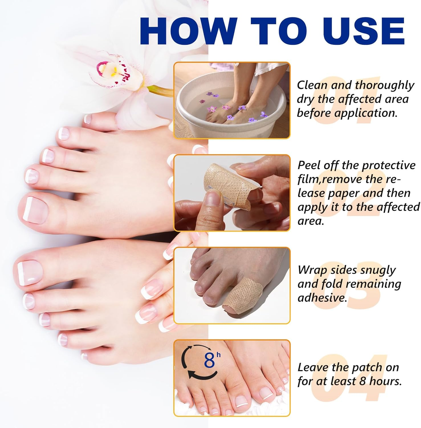 Nail Treatment Patches, 24 Pcs Discolored Thickened Nails Repair, 8 Hour Nightime Nail Renewal Waterproof for Men Women image number 4