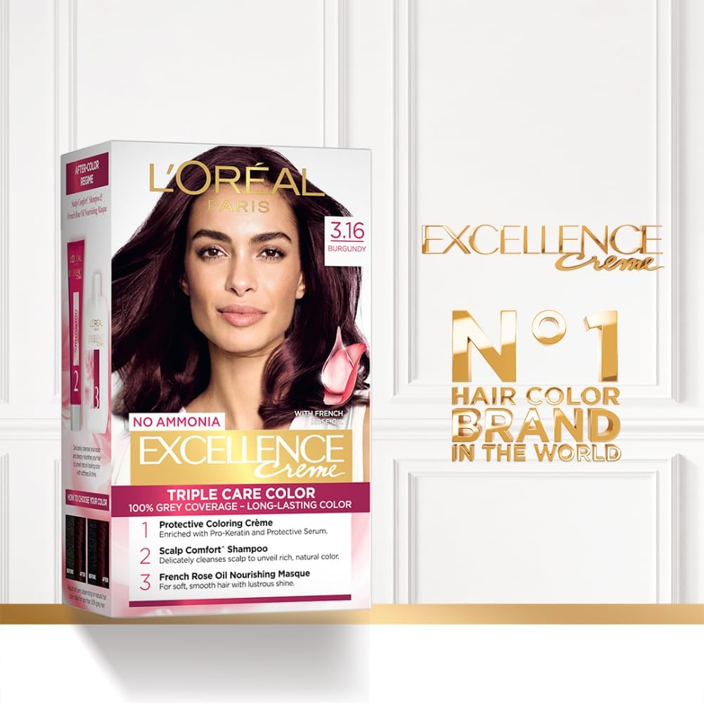 L&rsquo;Or&eacute;al Paris L'Oreal Excellence Creme Hair Color, 3.16 Burgundy, 72Ml+100G image number 5