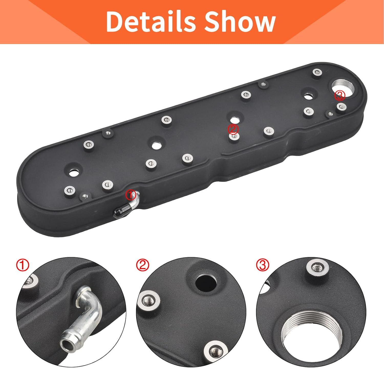 Cast Aluminum Valve Covers with Coil Mounts Compatible with LS Chevy Small Block SB V8 293 325 376 427 - Black image number 2