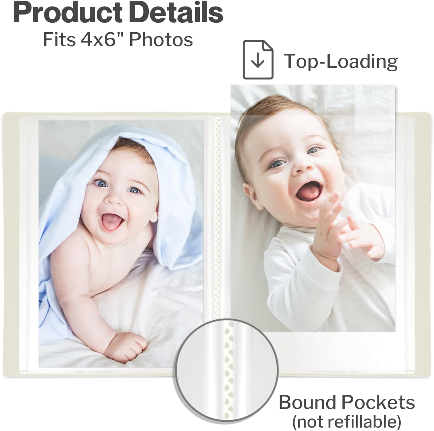 CRANBURY Small Photo Album 4X6 (Black), 6-Pack 4 X 6 Photo Book, 24 Pockets Shows 48 Pictures, Mini Plastic Picture Album Binders with Customizable Cover image number 2