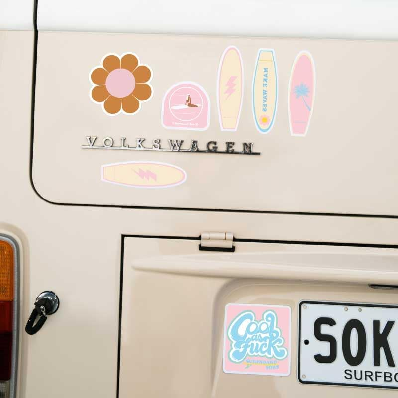 Surfboard Soks-Sticker-Bumper Sticker-Waterproof Sticker-Vinyl Sticker-Decal Sticker-Beach-Ocean-Surfing-Surf-Laptop-Water Bottle-Widows-Cars-Positive Affirmation Sticker-Retro Daisy image number 3