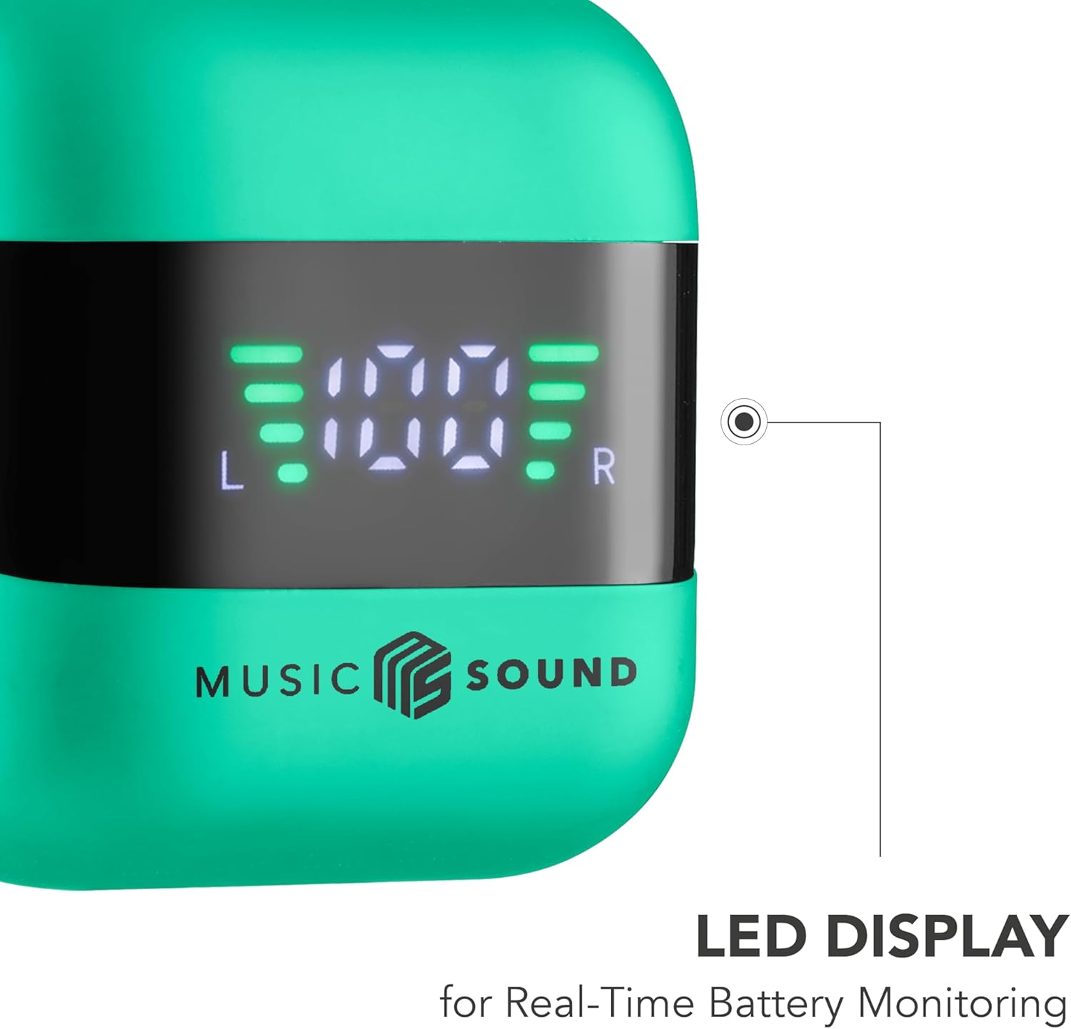 Music Sound, Spark TWS Bluetooth Wireless Headphones, LED Display, 30 Hours Playback, Auto Pairing, Touch Control on Earbuds, Green - Pink image number 7