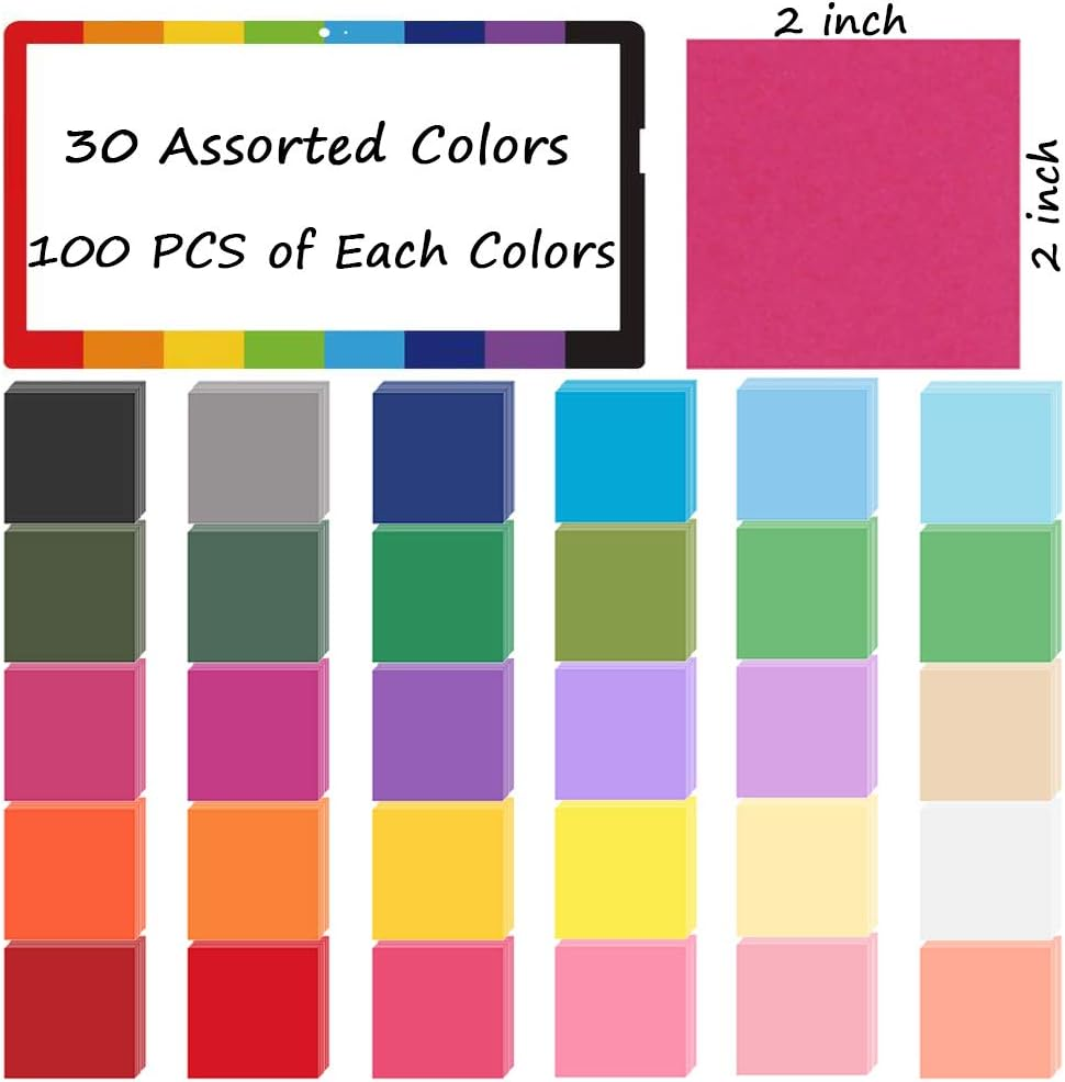 Cinvo 3600 Pcs Tissue Paper Squares 1.2 Inch X 1.2 Inch Rainbow Tissue Mosaic Squares for Arts Crafts DIY Projects Scrunch Art Classroom Activities and More- 30 Assorted Colors image number 4