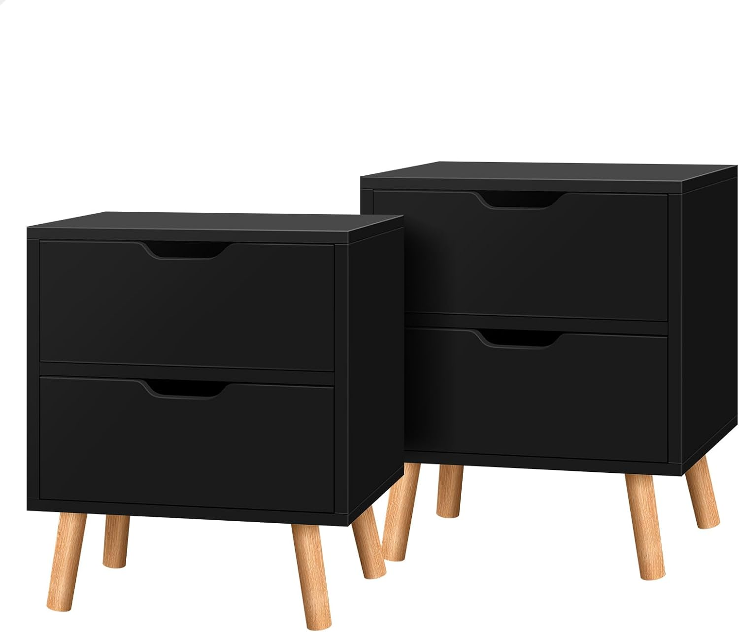 ALFORDSON Bedside Table 2-Drawer Nightstand, 48X 40X 52Cm, Side Cabinet Chest Table for Hallway, Bedroom and Living Room, Wooden Organiser Storage with Slatted Front (Wood Color)