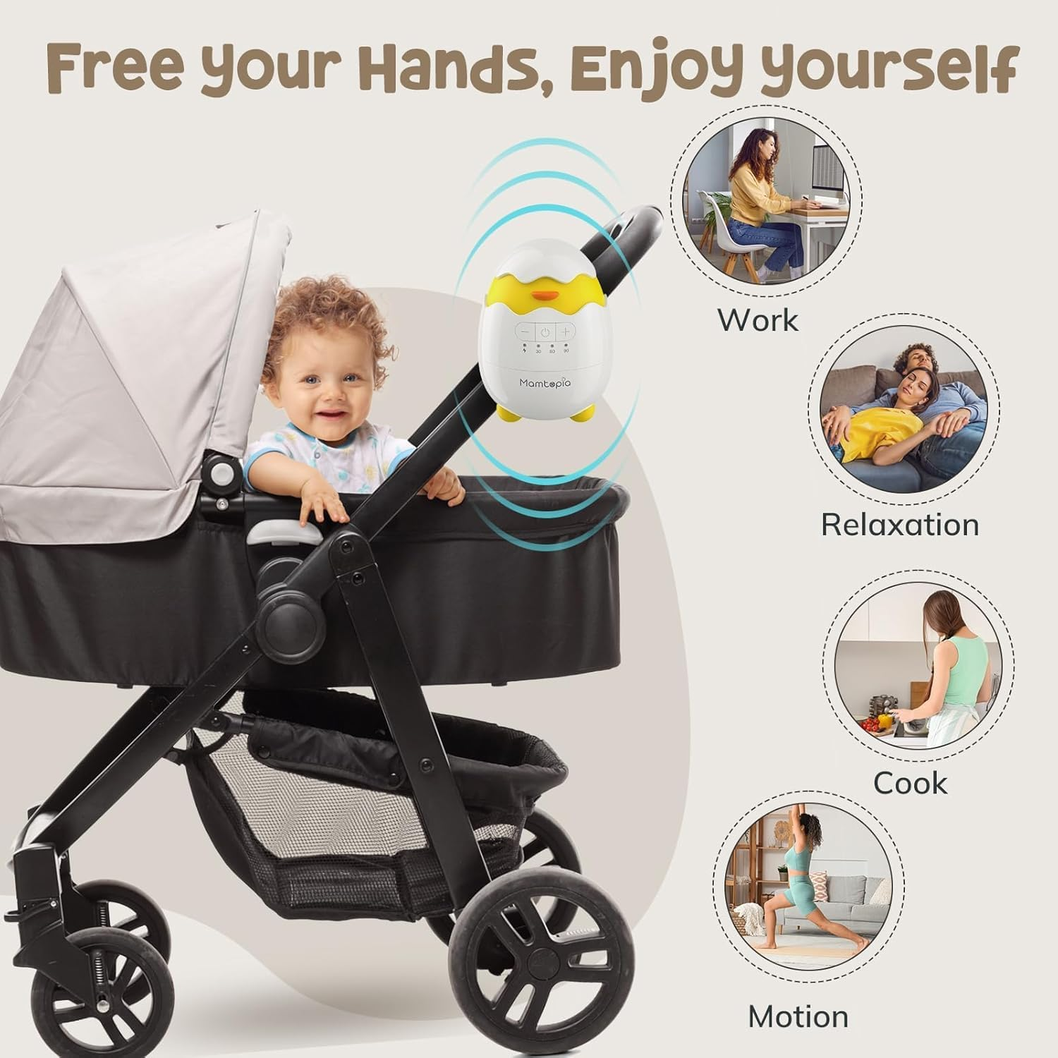 Portable Baby Rocker, Pram Rocker 2.0. USB Rechargeable, Portable Baby Rocker Fits Any Pram, Stroller, Baby Swing, Pushchair, Bouncer and Buggy