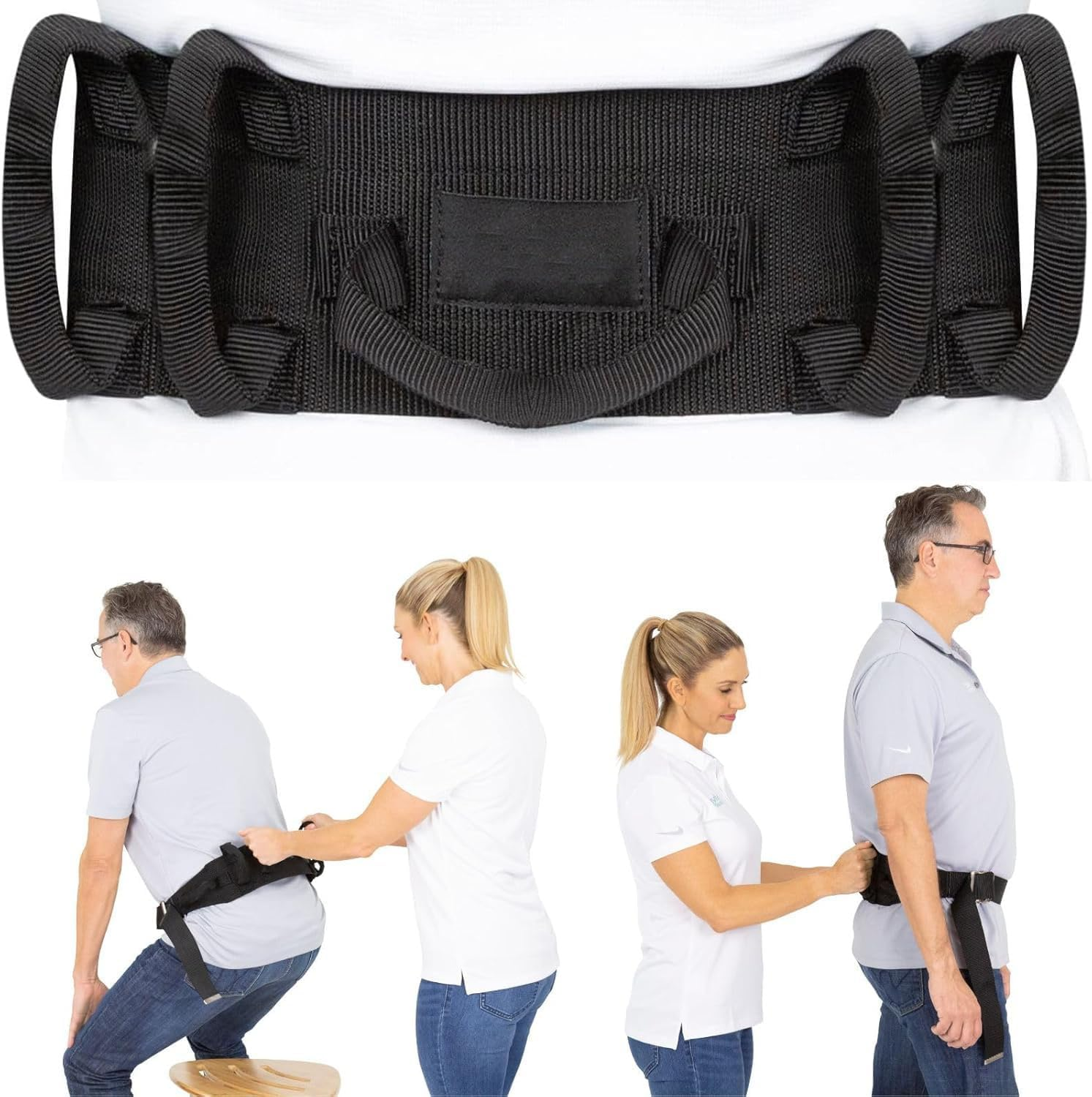 Gait Belt (300Lbs) Transfer Belt with Handles - Medical Nursing Safety Patient Assist - Bariatric, Elderly, Handicap, Physical Therapy, Lumbar Supports - PT Gate Strap Quick Release Metal Buckle, Grabbing Teeth image number 1