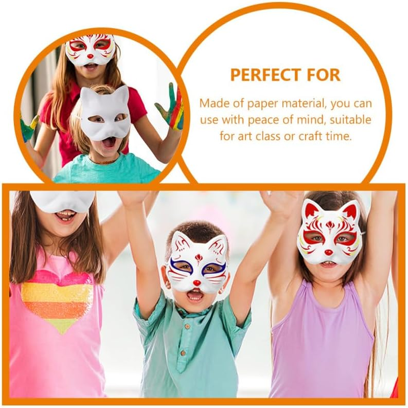 Vaguelly Hand-Painted Mask 2Pcs Blank Paper Masks for Diy Art Projects Perfect for Kids Craft Activities and Halloween Celebrations image number 1