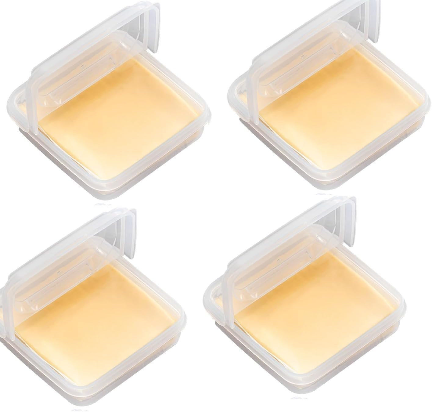 4 PCS Cheese Storage Containers with Flip Lids, Sliced Cheese Container for Fridge, Clear Plastic Butter Block Cheese Slice Storage Box Portable Freezer Food Storage Containers image number 1