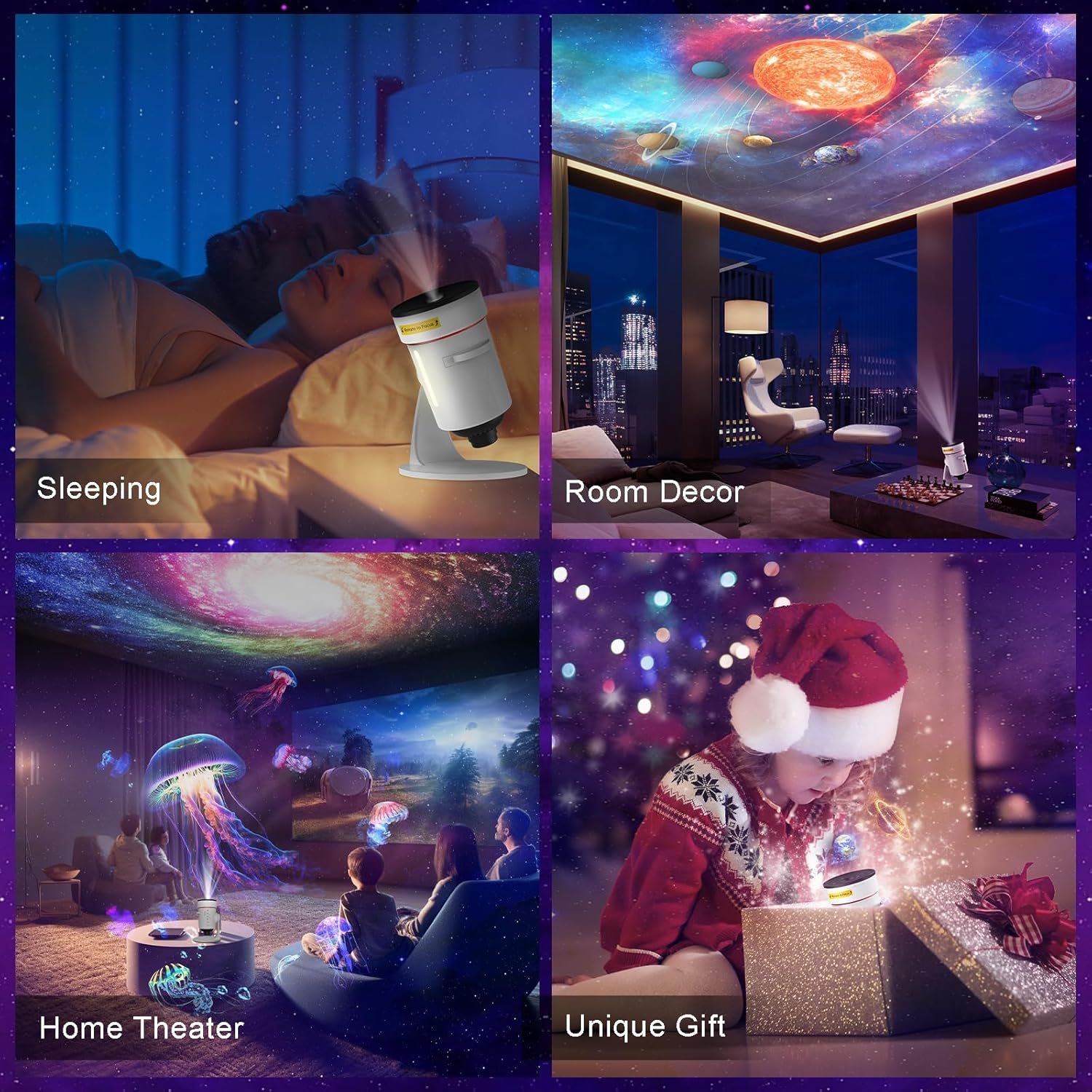 Galaxy Projector,4K HD Realistic Star Planetarium Projector with 10 Film Discs, 360&deg; Rotatable Space Solar System Ceiling Projec-Tor with Timer & 8 Color Lights for Kid Room Decor (White) image number 6