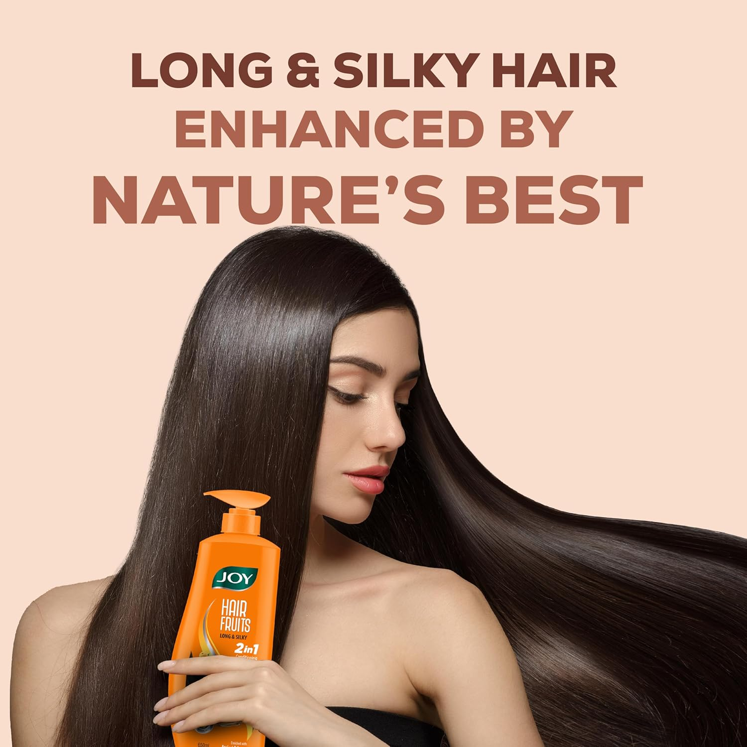 Joy Hair Fruits Long & Silky Conditioning Shampoo Enriched with Apricot & Peach, 650 Ml