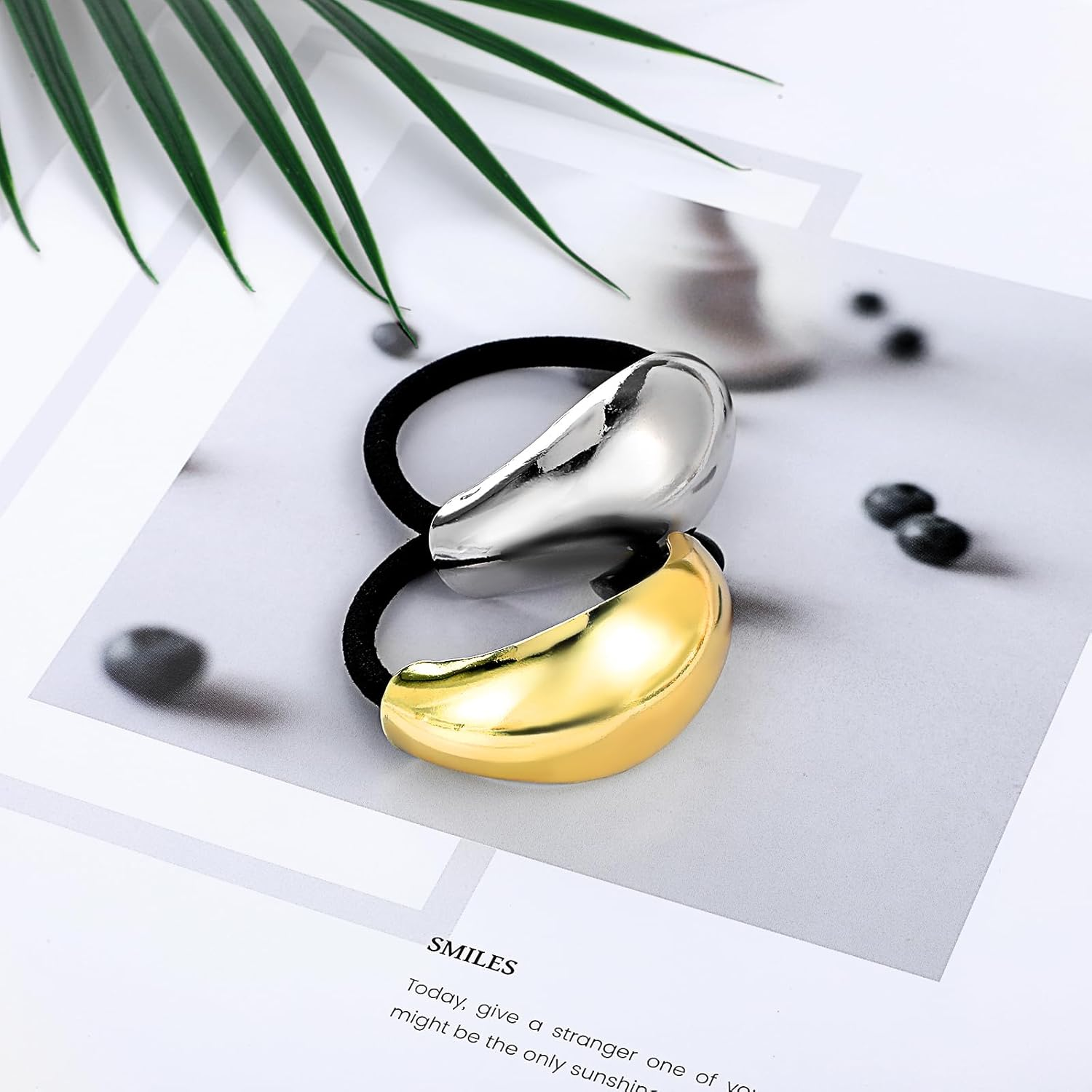 Ymapinc Pack of 4 Fashionable Women'S Hair Bands, Elastic Scrunchies, Ponytail Hair Bobbles, Durable Ponytail Holder for Women with Thick and Thin Hair (Gold, Silver) image number 4