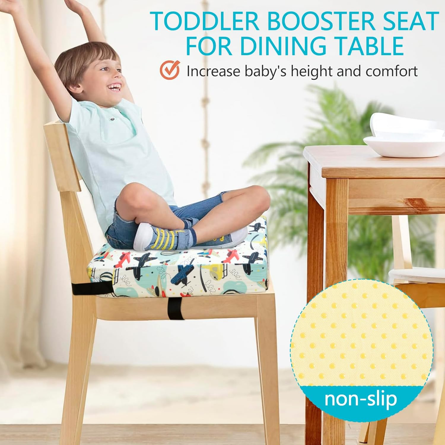 Child Dining Table Booster Seat,Chair Booster Seat,Travel Booster Seat,Booster Seat Pad,Kid Booster Seat,Non Slip Booster Seat,Cute Booster Seat Cushion for Dining Table Toddler Kids (Airplane) image number 1