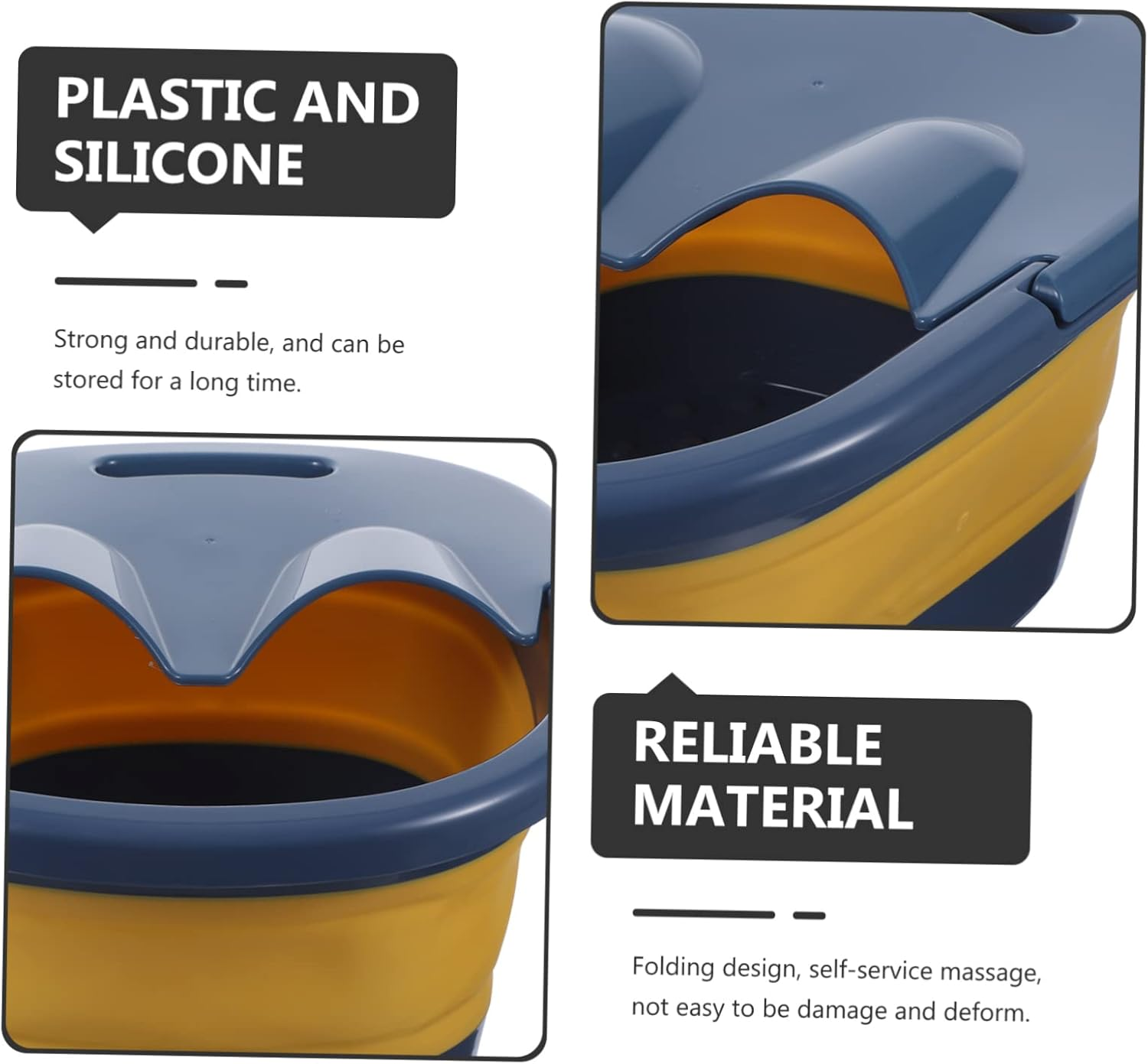 Beatifufu Folding Foot Bath Bucket Foot Soaking Basin Multi-Use Soaking Basin Camping Washer Spa - Blue image number 4