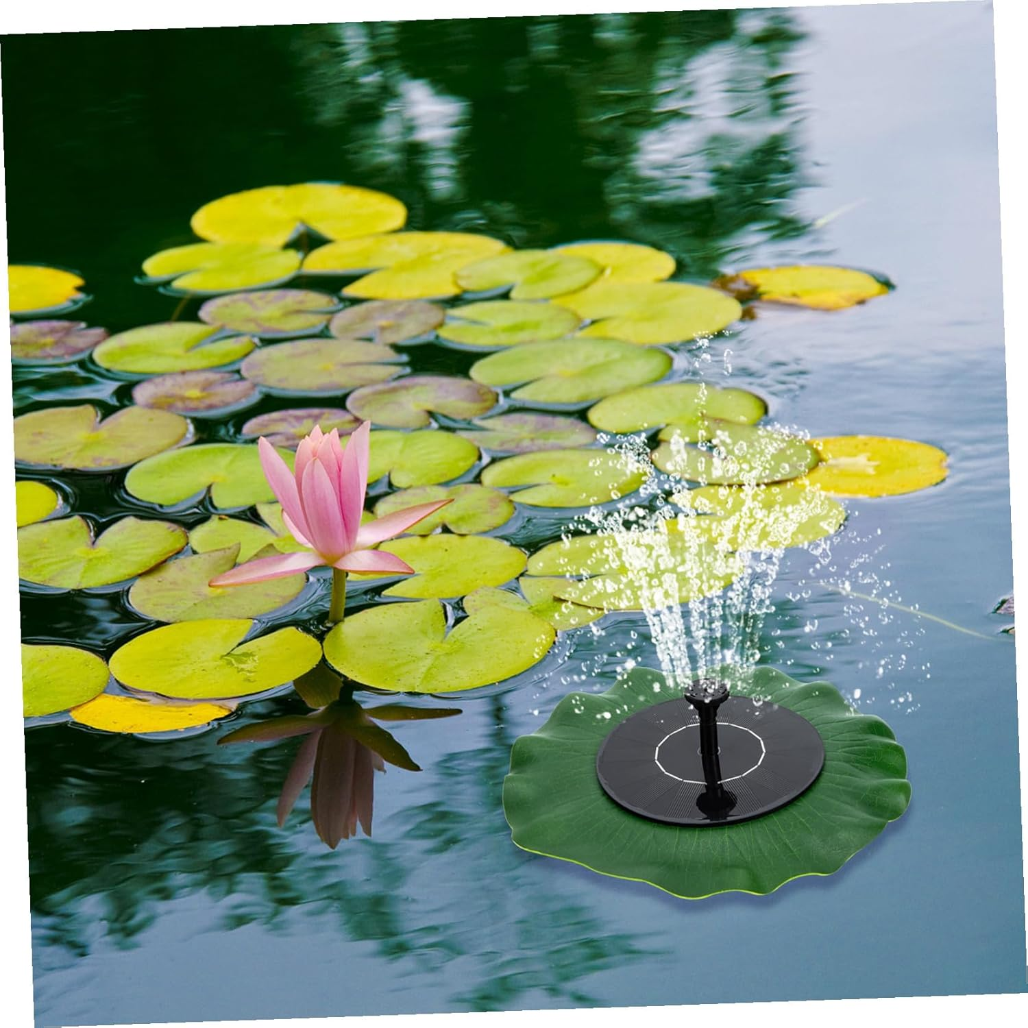 Solar Powered Outdoor Garden Fountain Kit with Lotus Leaf Floating Design Energy-Saving Water Pump for Patio Fish Decoration image number 1