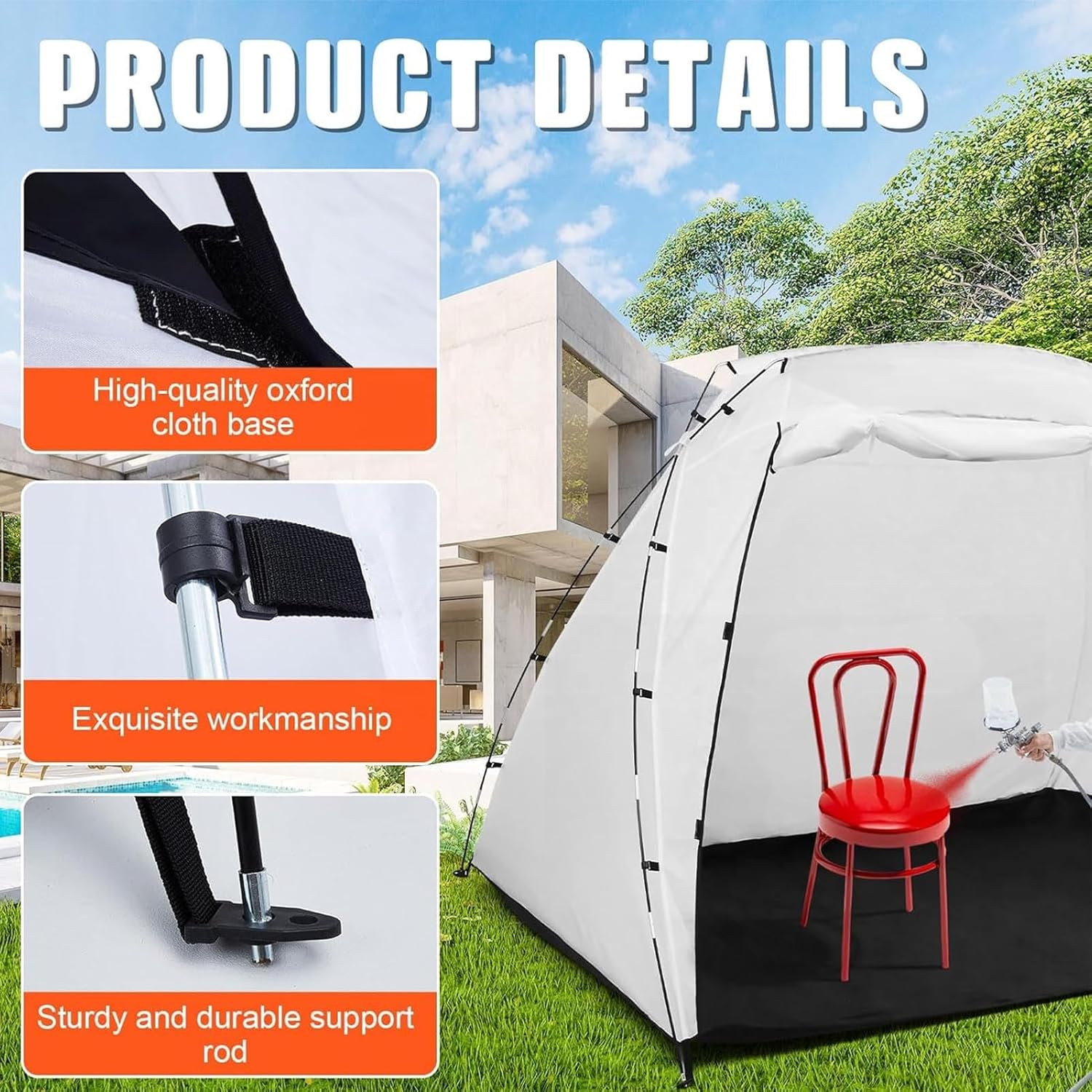 Portable Paint Booth Tents, Spray Paint Tent with Built in Floor Mesh Screen for Furniture DIY Hobby Tool Spray Paint Shelters, Wind Proof Large Capacity Hook Spray Paint Shelter image number 5