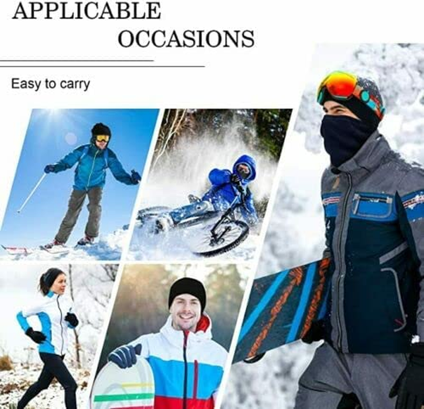 Neck Gaiter Fleece Breathable Face Mask Warmer Snood Tube Thermal Balaclava Ski Motorcycle Cycling & Hiking Winter Warm Scarf Hood - Blue image number 7