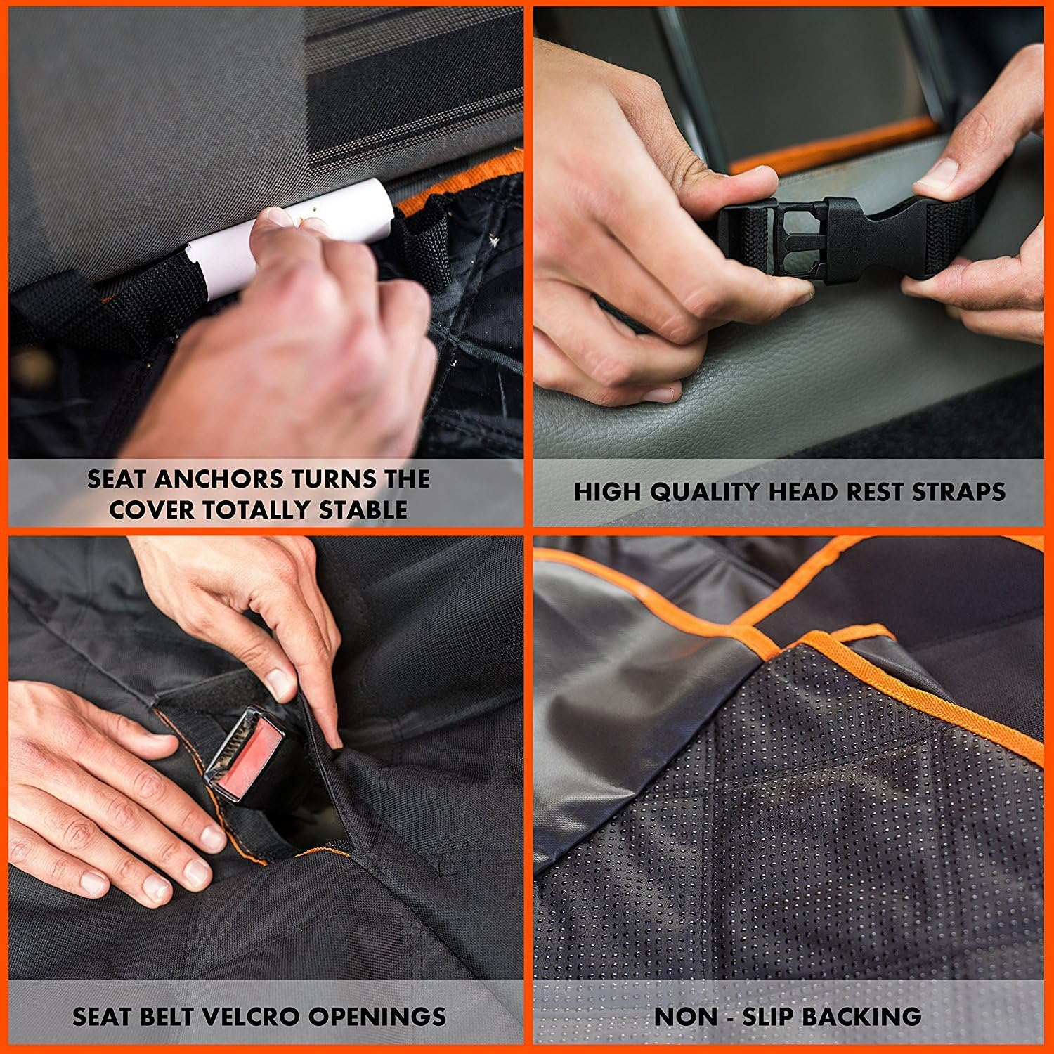 Dog Car Seat Cover for Back Seat for Cars & Suvs - Durable Pet Car Seat Cover Backseat Protector, Nonslip Dog Hammock for Car, Waterproof Scratchproof Rear Seat Cover against Dirt, Fur, W/Side Flaps image number 2