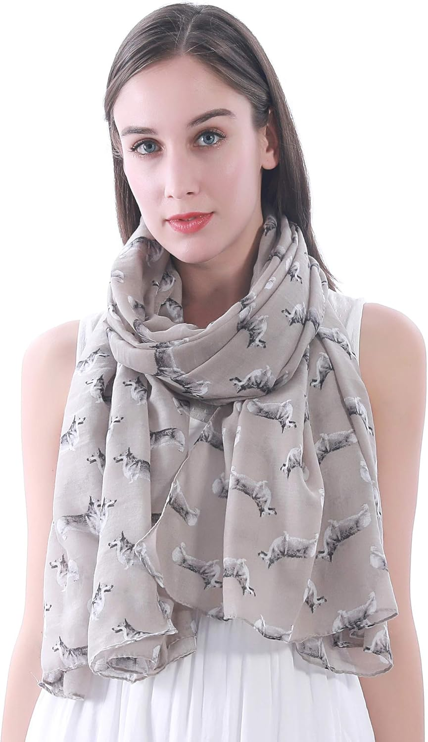 Lina & Lily Pembroke Welsh Corgi Dog Print Women'S Scarf Shawl Wrap Lightweight