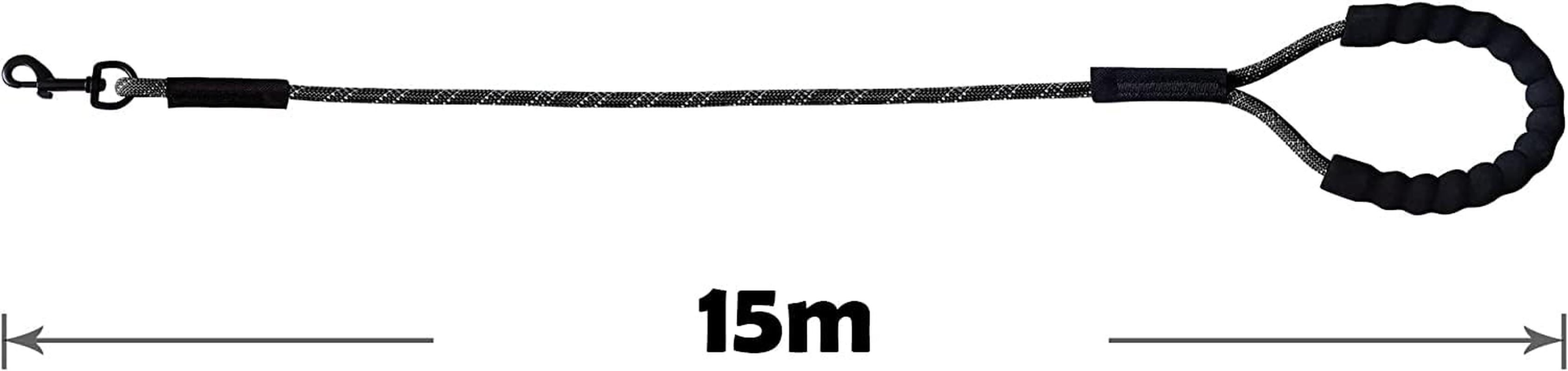 UPET Dog Training Leash 5M 10M 15M（15Ft 30Ft 50Ft ） Reflective Extra Long Line Leashes outside Puppy Camping Safety Back-Yard Rope Dogs Lead for Small Medium Large with Training Clicker（15M Black） image number 4