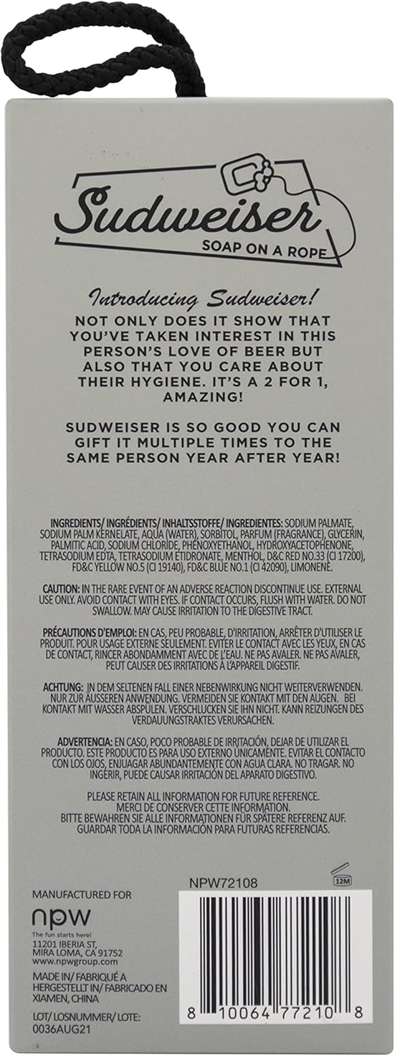 NPW Gifts Sudwiser Soap on a Rope, Beer Bottle Shape, 260G - Fun Novelty Bathroom Soap, Ideal for Showers, Sinks and Beer Lovers image number 1