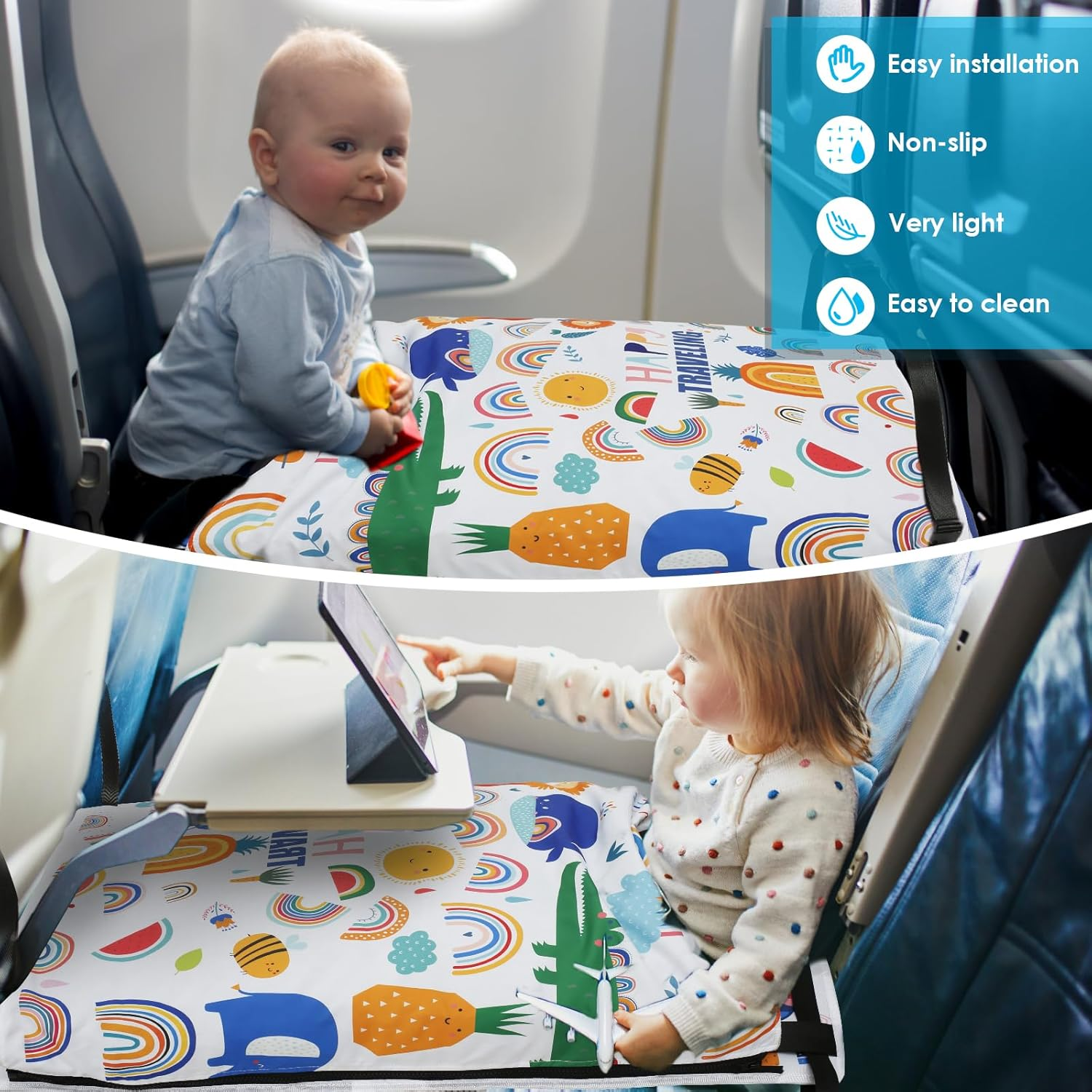 Toddler Travel Airplane Bed Airplane Hammocks Include Comforters for Easy Installation Removal Seat Extender with Increased Leg Room Easy Portability for Airplane Travel (White) image number 2