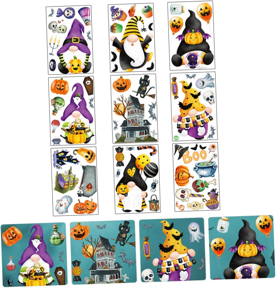 Spooky Halloween Pumpkin Gnome Sticker Pack 9 Pieces Wall Decals for Indoor Decor
