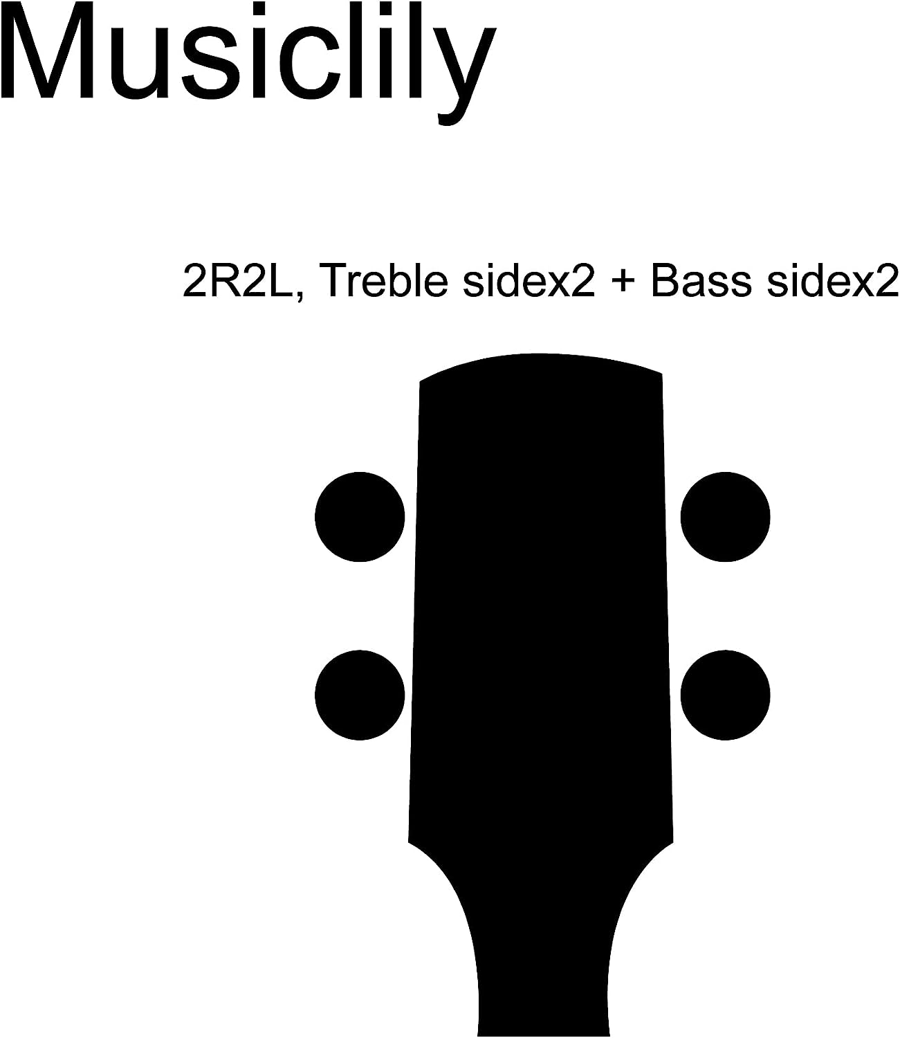Musiclily 2R2L Sealed Bass Tuners Tuning Pegs Keys Machine Heads Set, Black image number 1