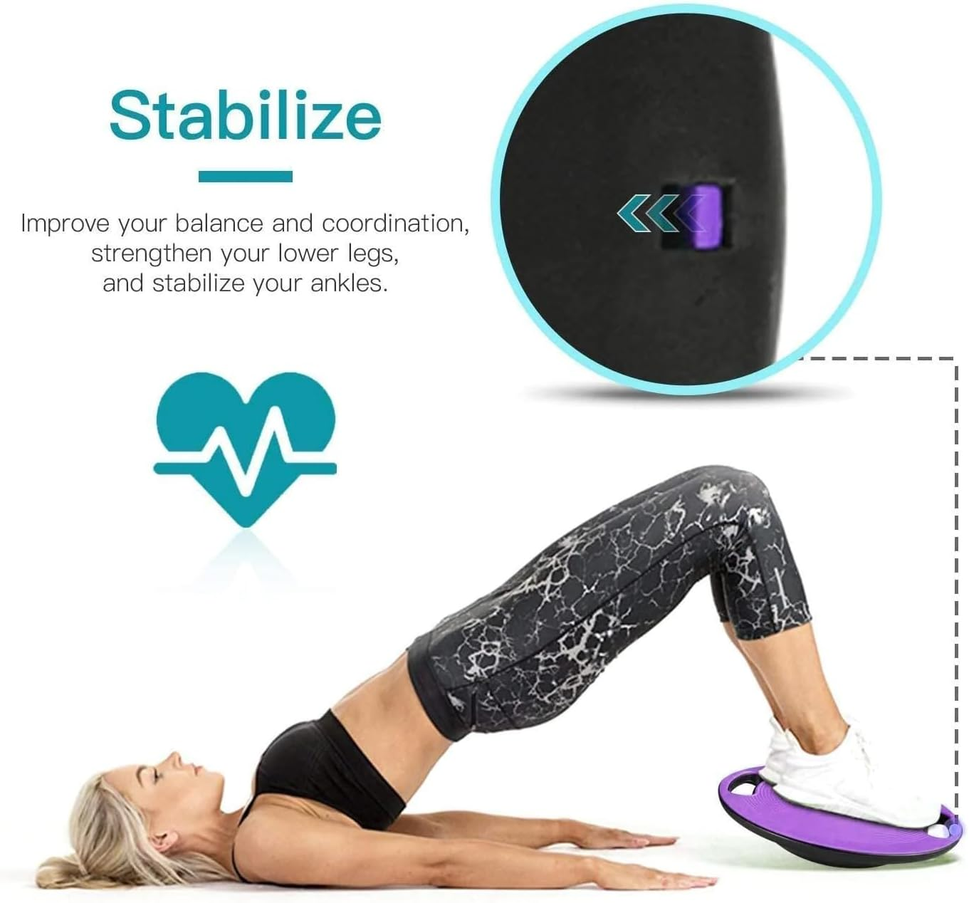 HCE Wobble Balance Board, Plastic Balance Trainer Board Wobble Board with Handles Core Trainer for Standing Desk, Core Training, Home Gym Workout