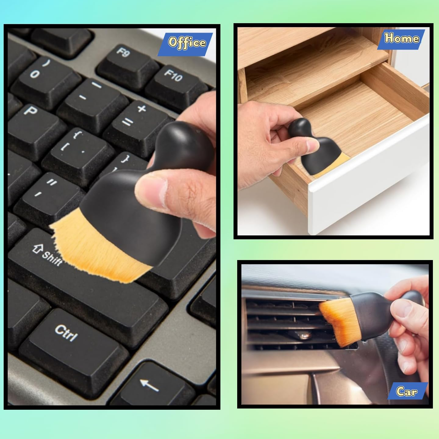 2Pcs Car Interior Dust Sweeping Soft Brush,Curved Design Car Detailing Brushes,Soft Bristle Cleaning Dusting Brush, Car Interior Cleaning Tool for Auto Dashboard, Air Vent, Leather, Computer