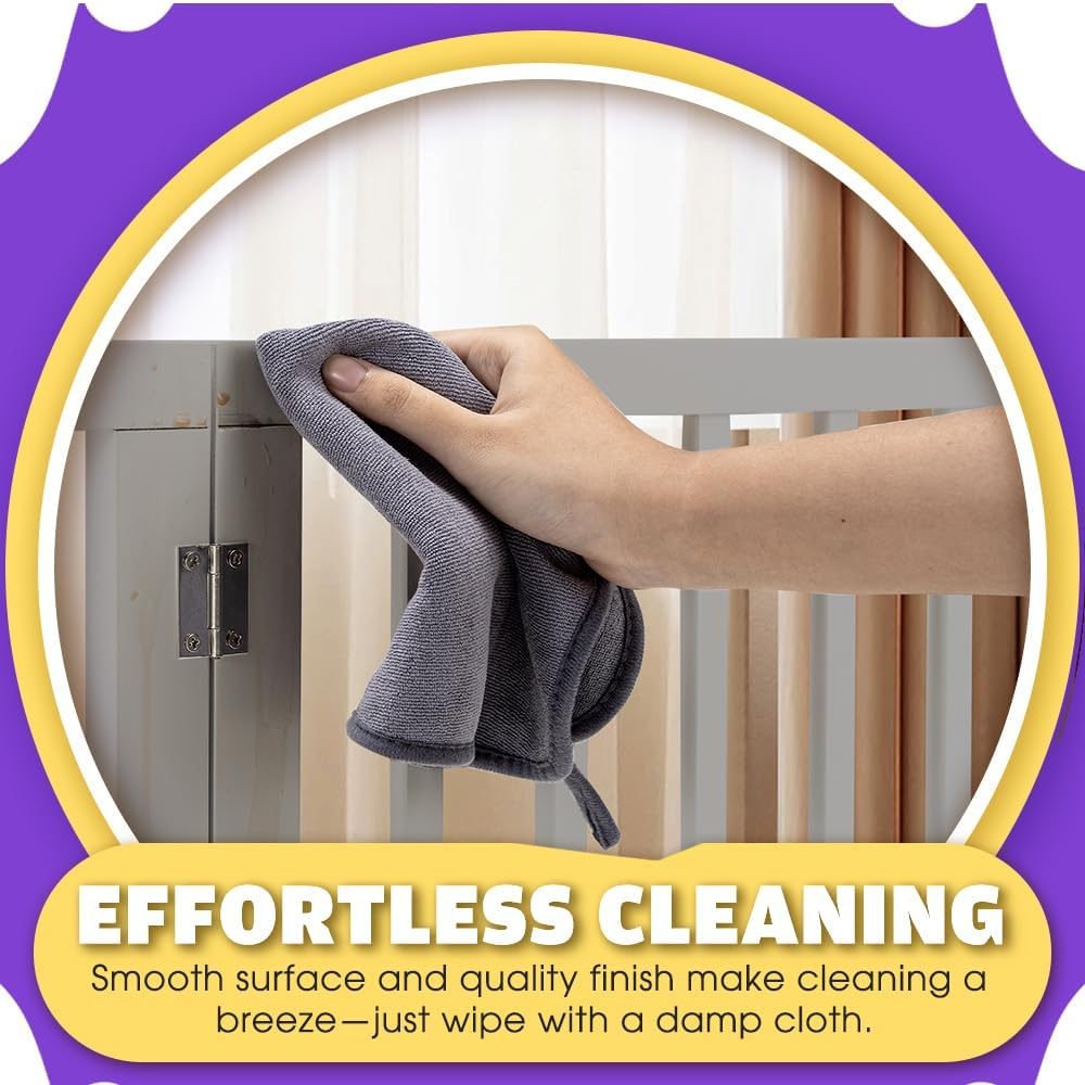 Petzly Collapsible Dog Gate, Freestanding Pet Barrier for Puppies, Small Dogs, and Cats - Ideal for House Stairs, Doorways, and Bedrooms, No-Drill, Indoor/Outdoor, 3-Panel - 141CM X 61CM, Grey image number 1